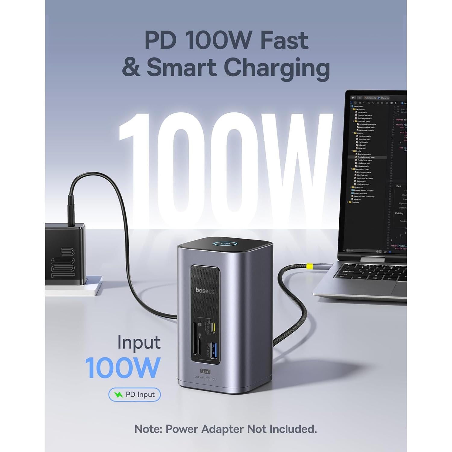 Baseus Estación de Acoplamiento 12 en 1 con Batería 30000mAh 65W