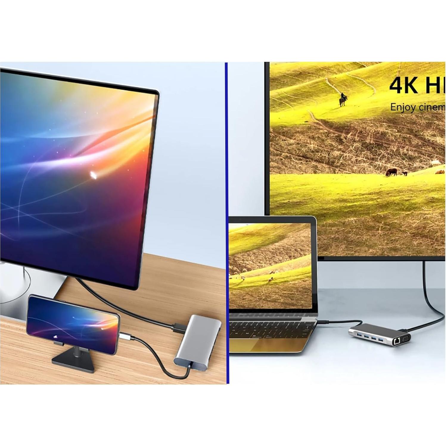 Hub USB C 11 en 1 NeucomBBT con HDMI, Ethernet, 4 USB, VGA