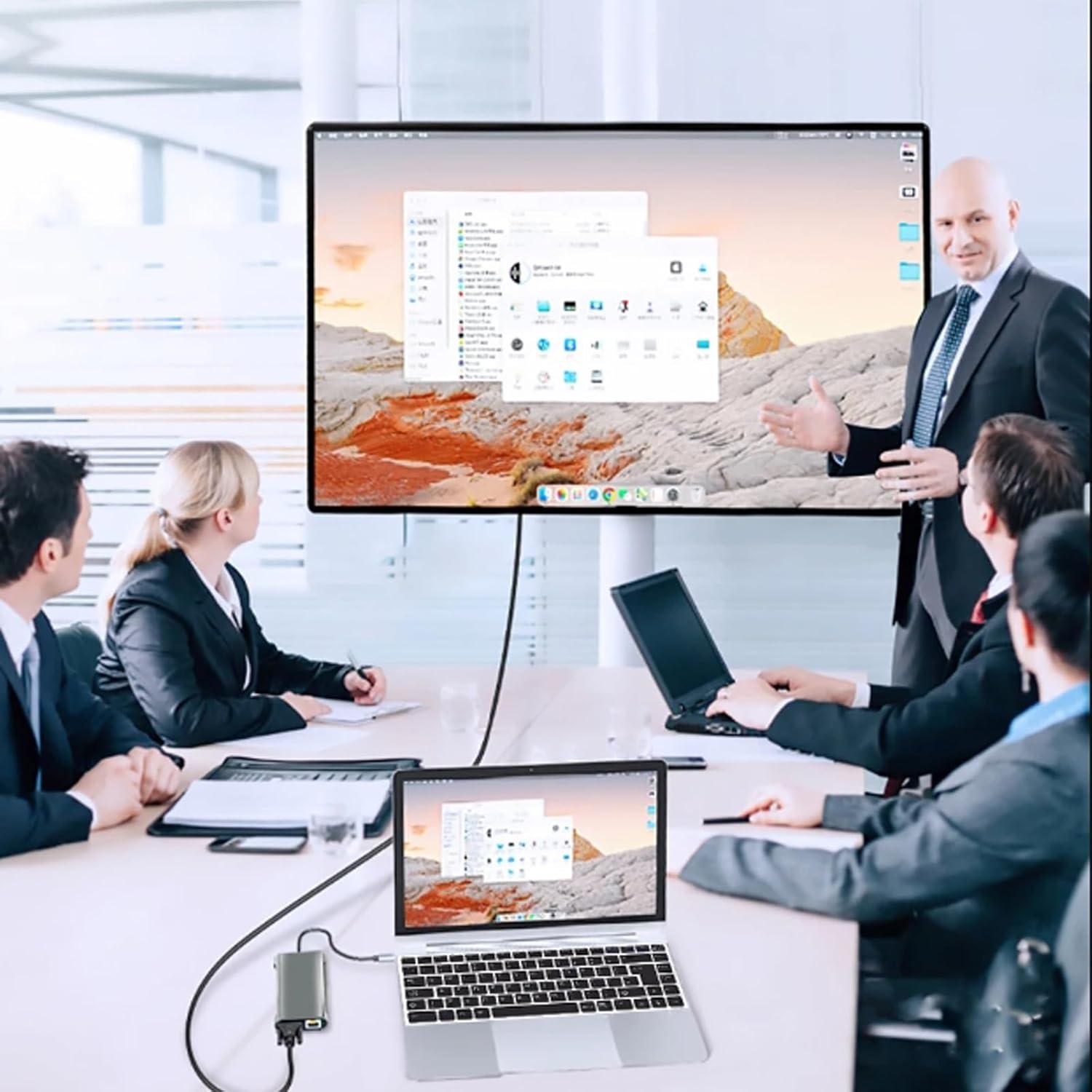 Hub USB C 11 en 1 NeucomBBT con HDMI, Ethernet, 4 USB, VGA