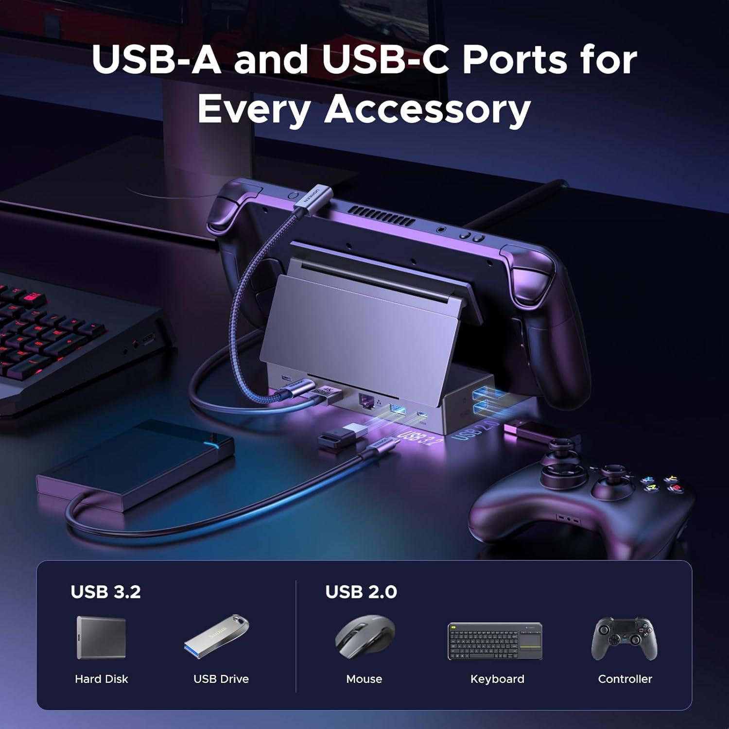 Dock UGREEN 9-en-1 USB C para Steam Deck 4K 120Hz Ethernet