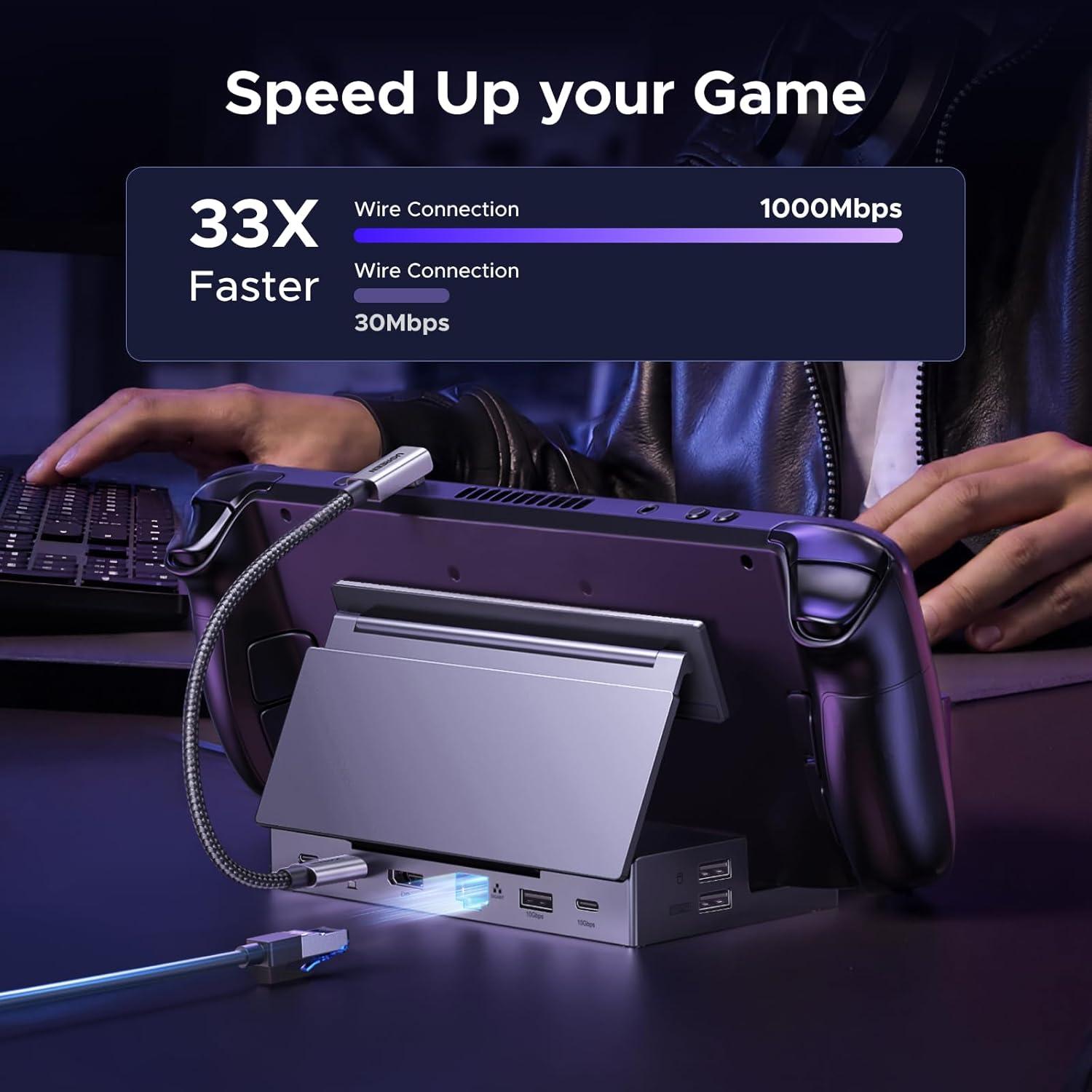 Dock UGREEN 9-en-1 USB C para Steam Deck 4K 120Hz Ethernet