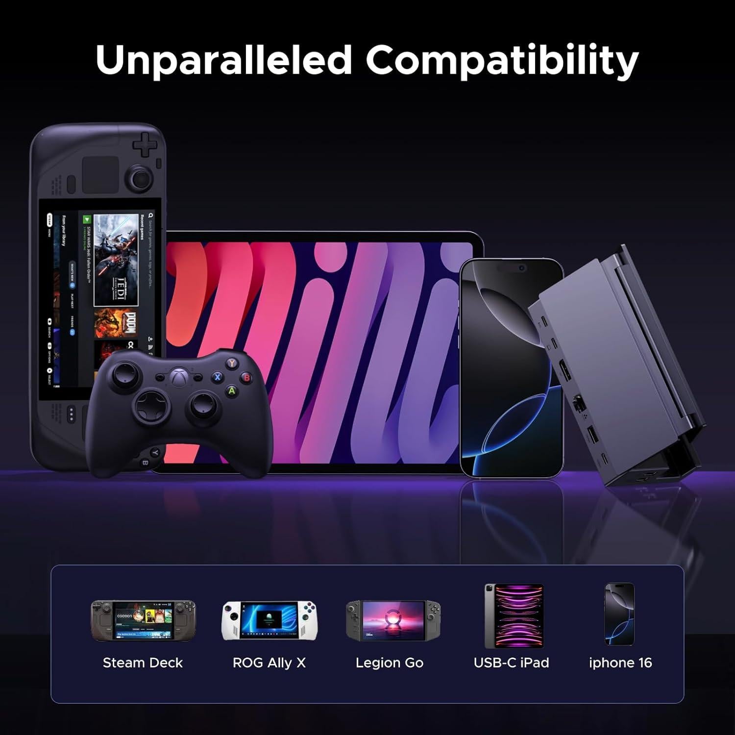 Dock UGREEN 9-en-1 USB C para Steam Deck 4K 120Hz Ethernet