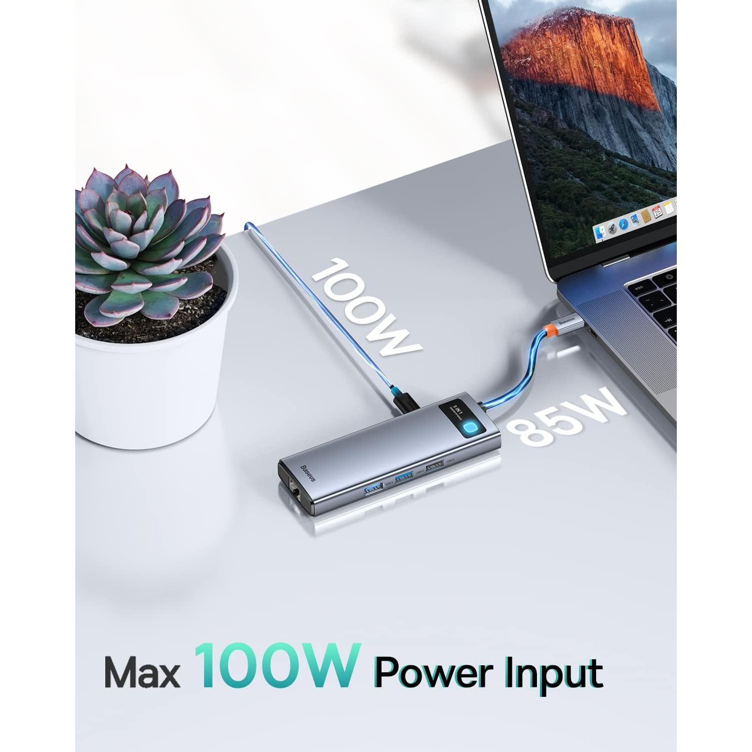 Baseus Hub USB C 9 en 1 con 2 HDMI 4K 120Hz y Cargador 65W