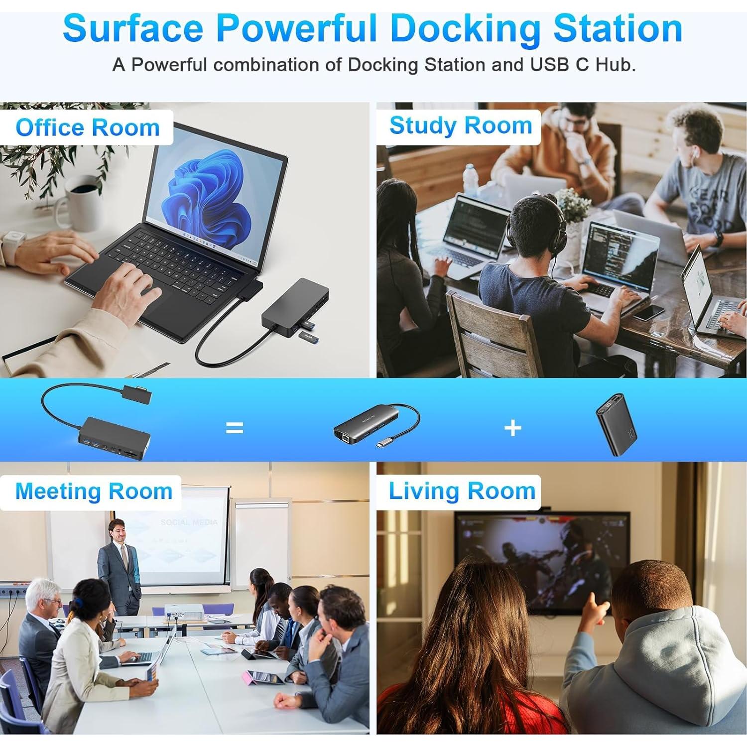 Dock Microsoft Surface Pro 11 en 1 HDMI 4K VGA 72W