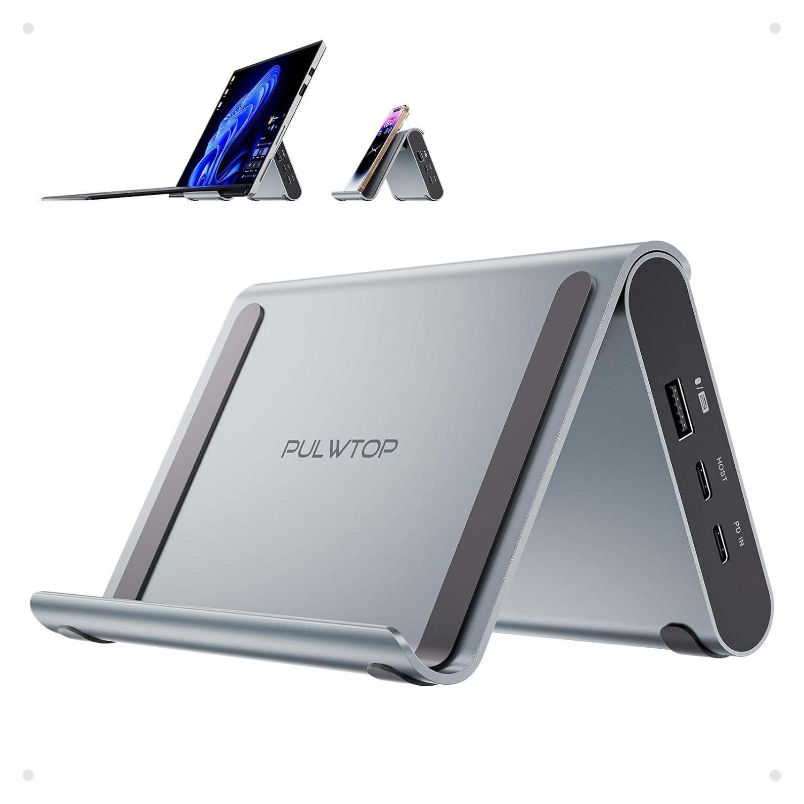 Estación de Acoplamiento USB C Doble Monitor PULWTOP 4K