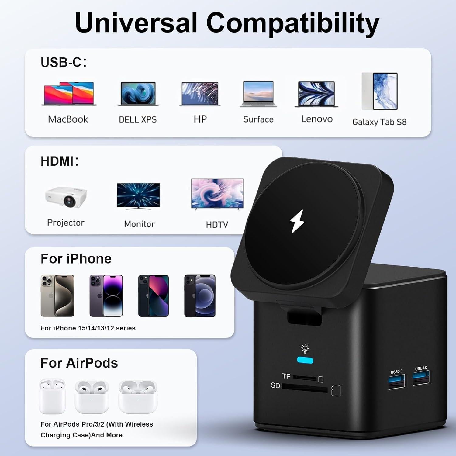 Estación de Acoplamiento USB C DCV 9 en 1 con HDMI 4K y Ethernet