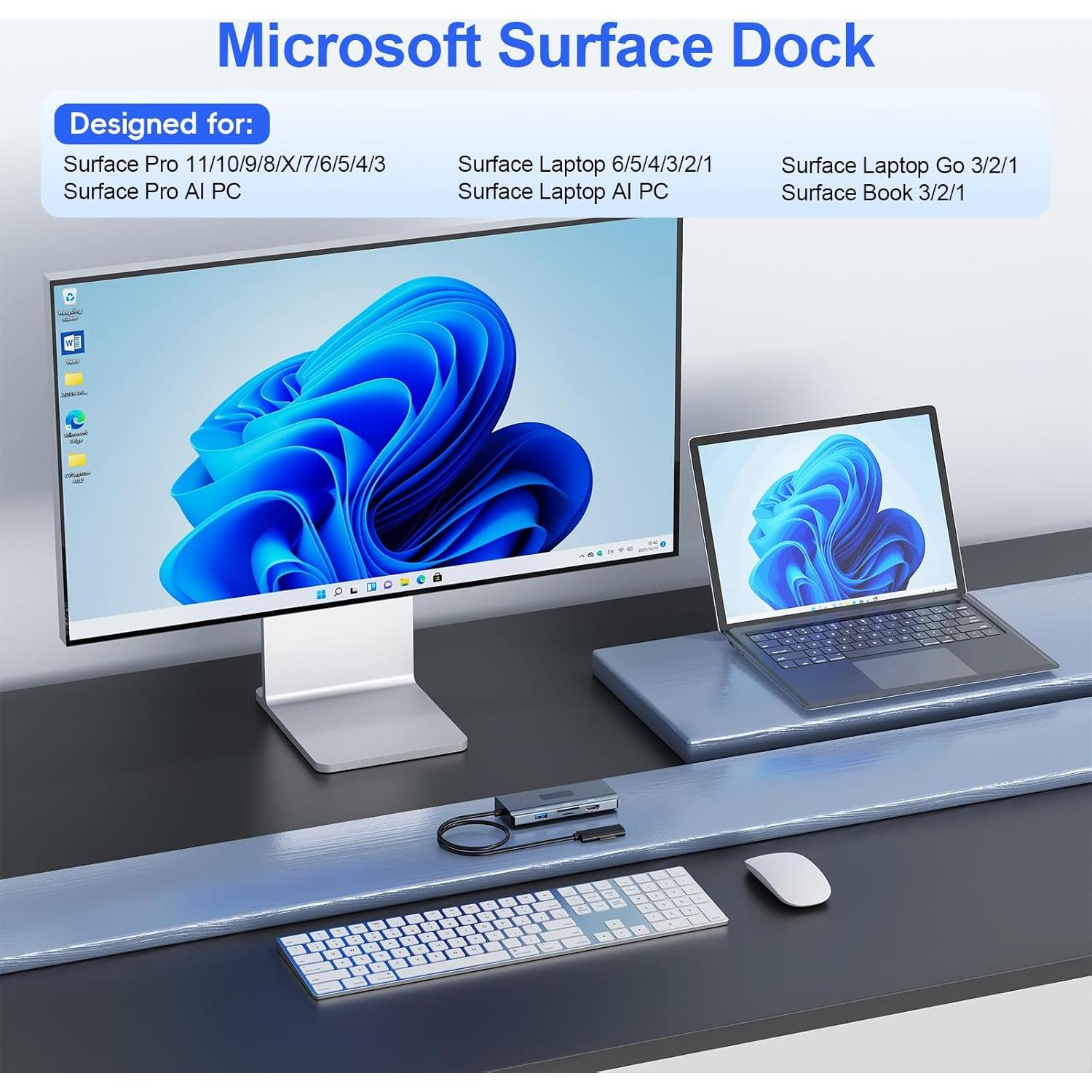 Microsoft Surface Dock 11 en 1 HDMI 4K Hub de Viaje