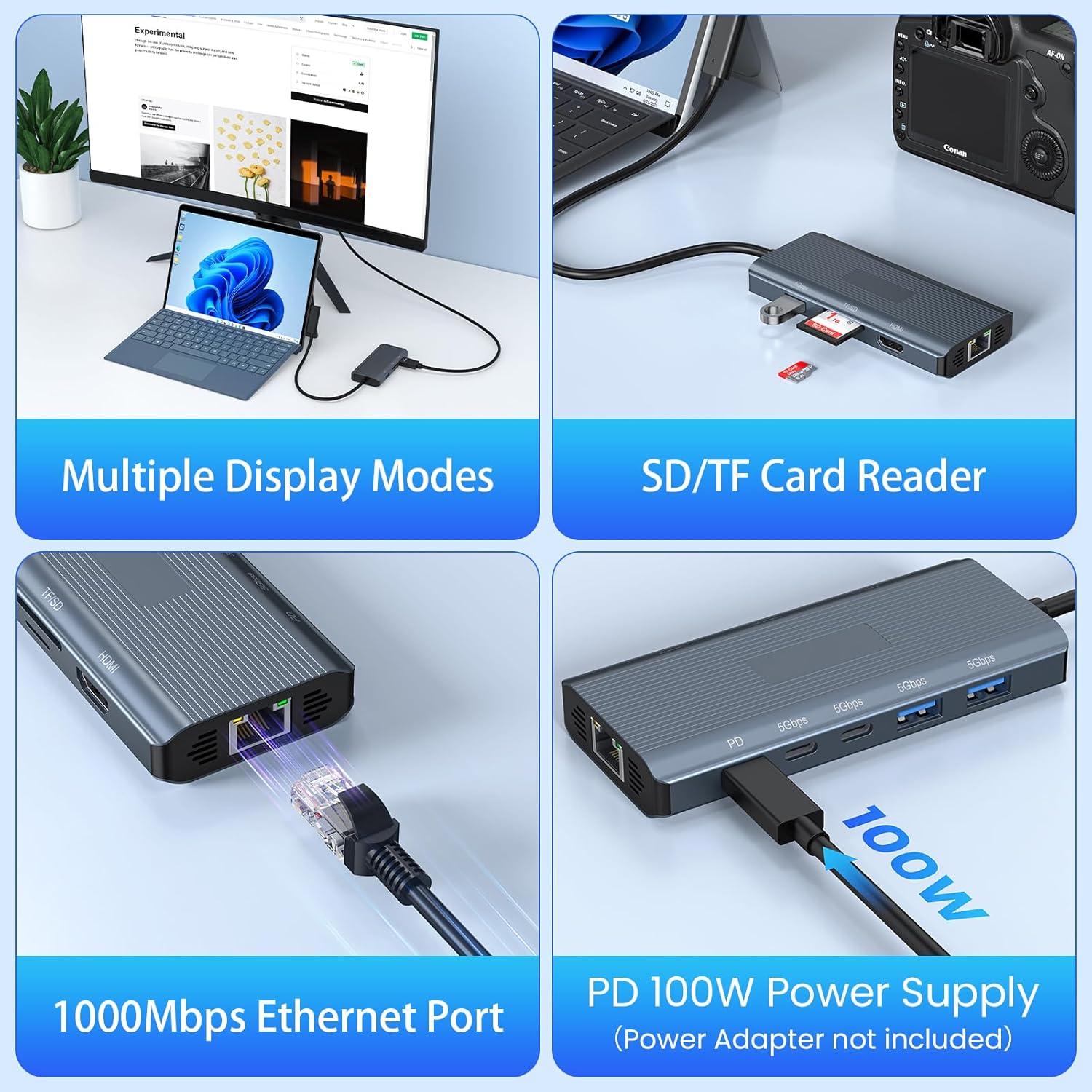 Microsoft Surface Dock 11 en 1 HDMI 4K Hub de Viaje