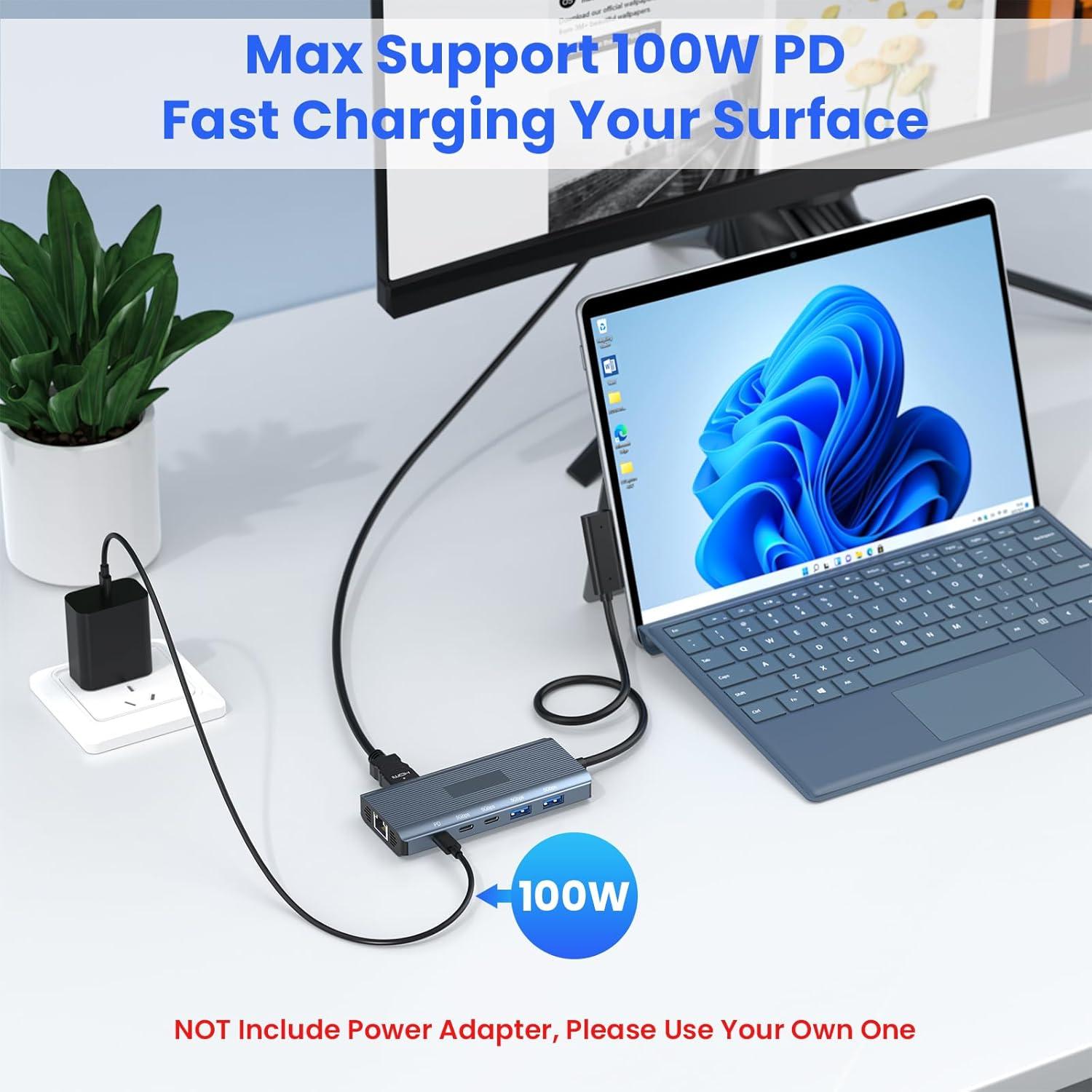 Microsoft Surface Dock 11 en 1 HDMI 4K Hub de Viaje