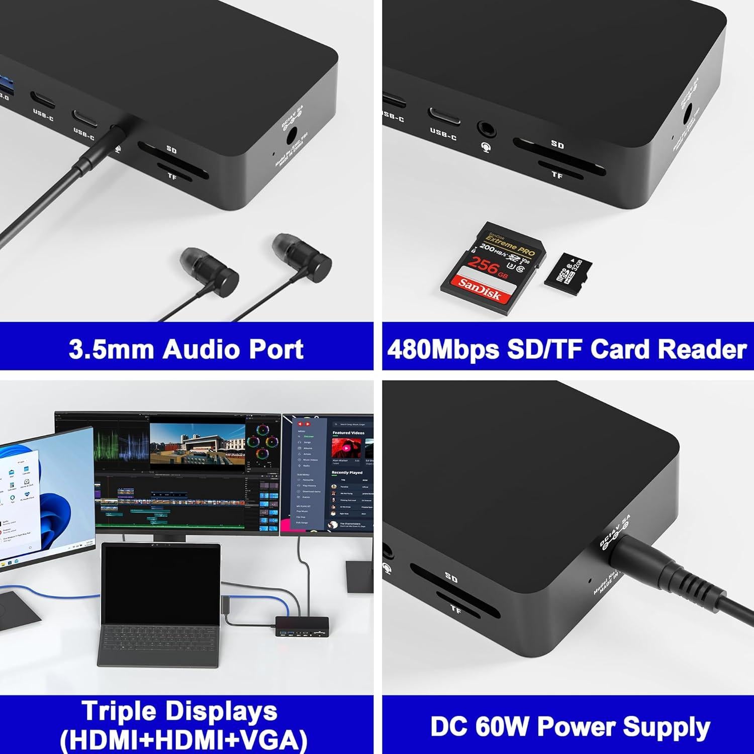Estación de Acoplamiento Microsoft Surface Dock 12-en-1 HDMI VGA