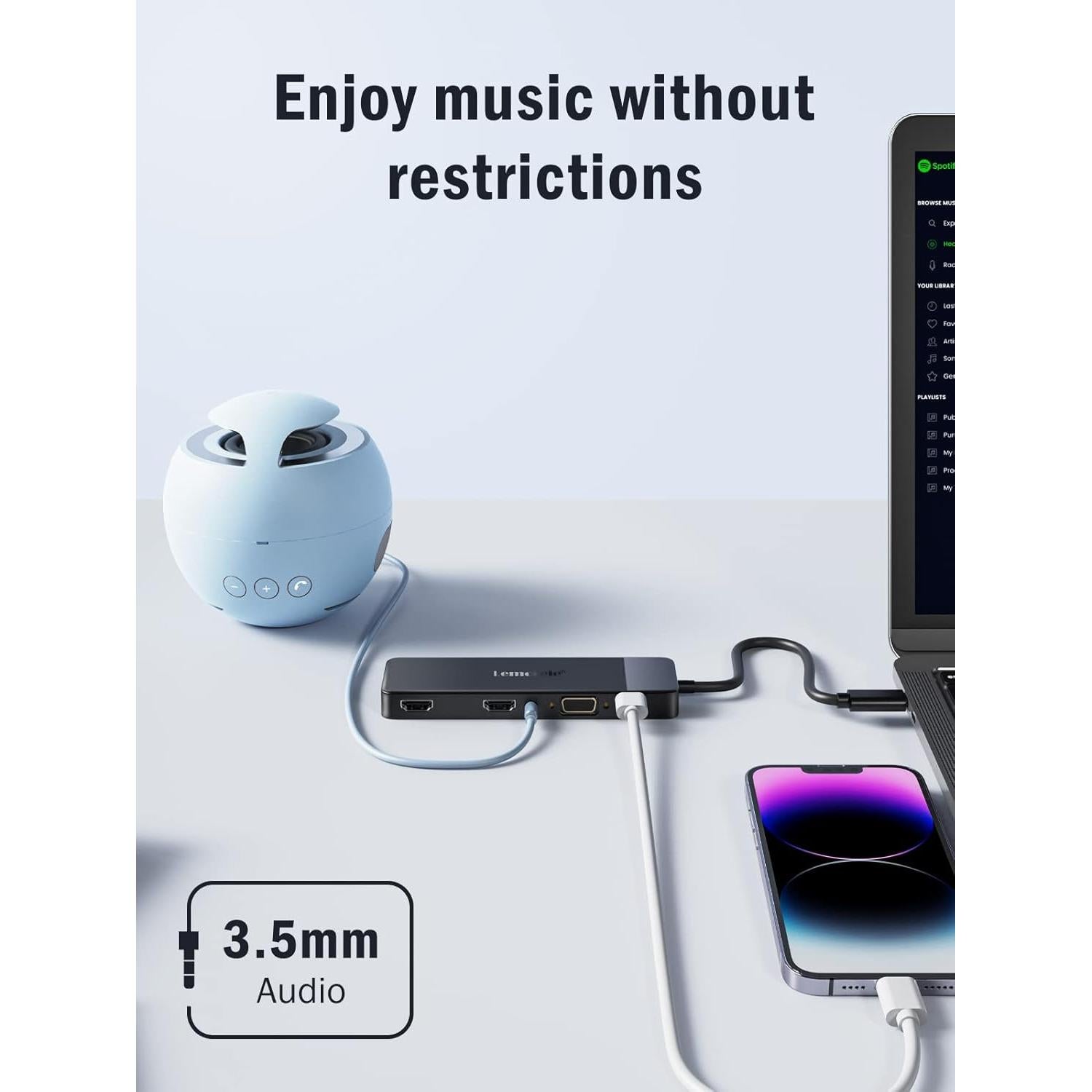 Estación de Acoplamiento USB C Lemorele 10 en 1 4K HDMI VGA