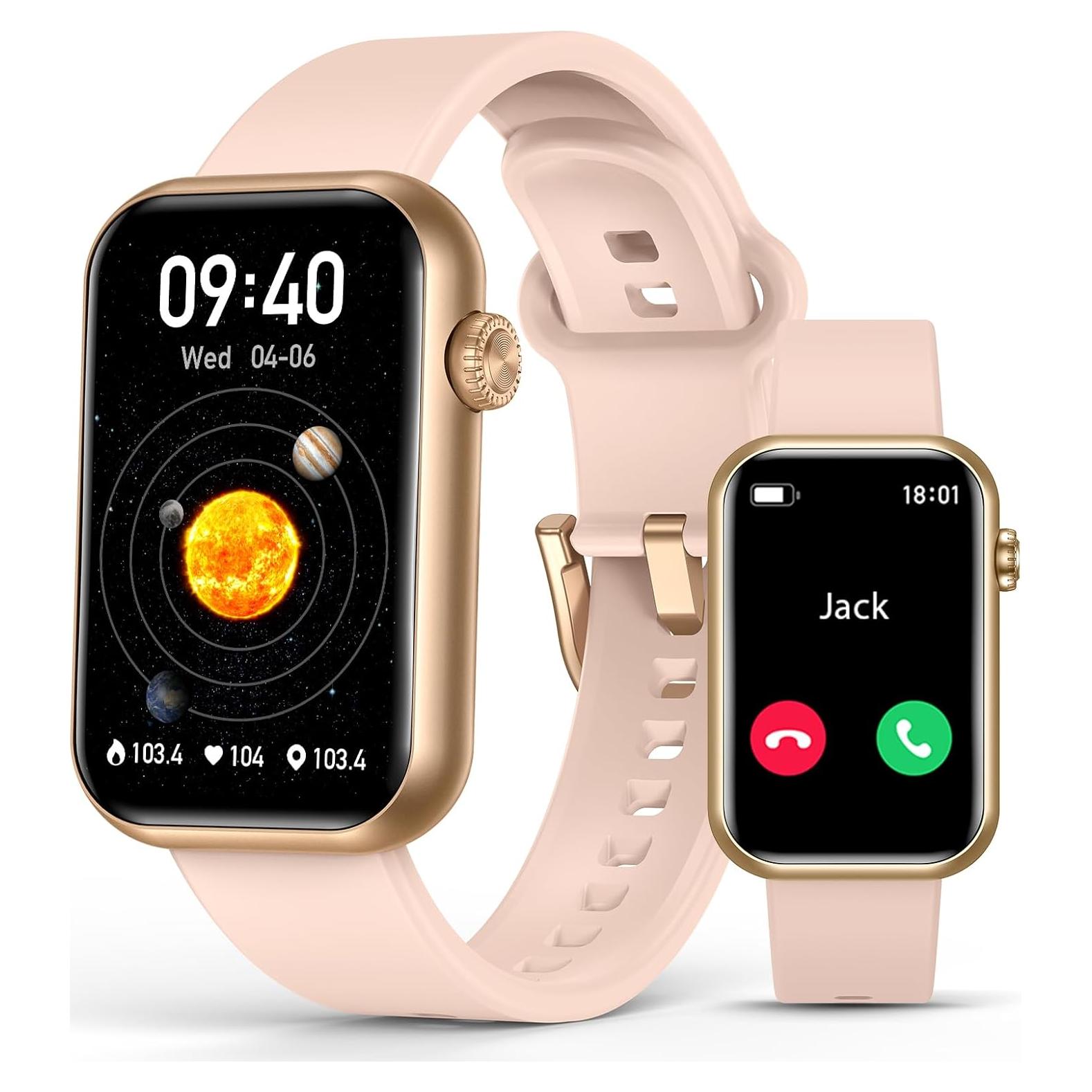 Reloj Inteligente EGQINR Rosa con Llamadas y Monitoreo de Salud