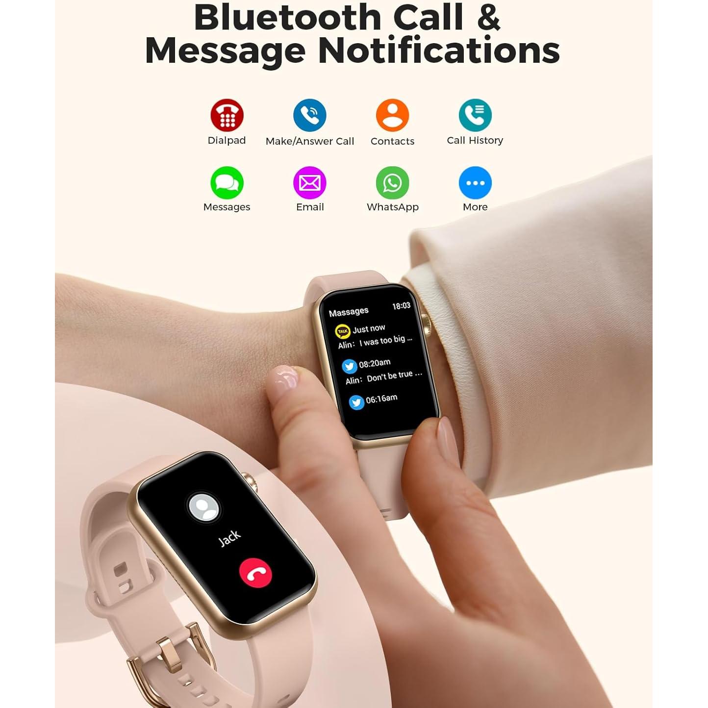 Reloj Inteligente EGQINR Rosa con Llamadas y Monitoreo de Salud