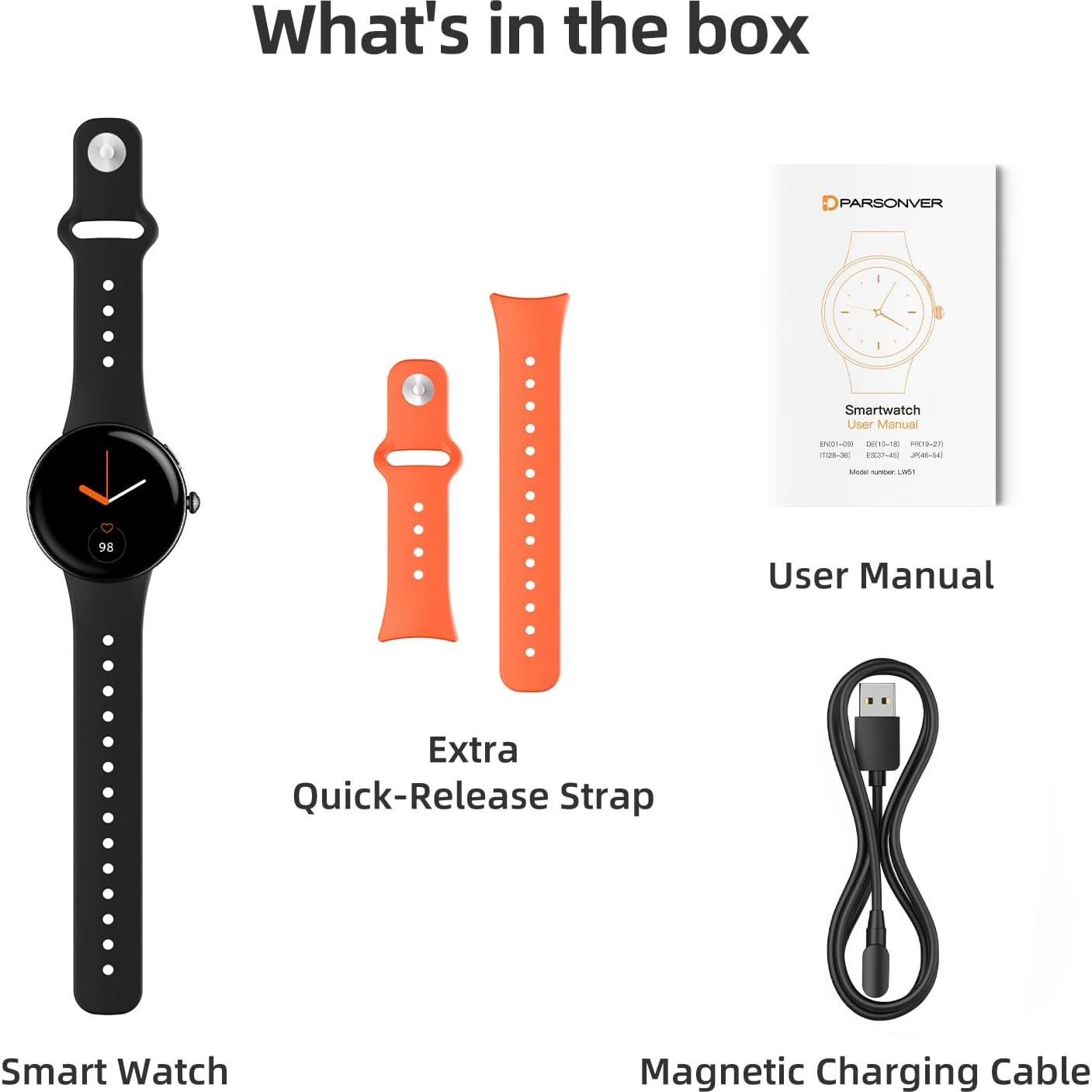 Reloj Inteligente Parsonver LW51 AMOLED 43mm Negro Fitness