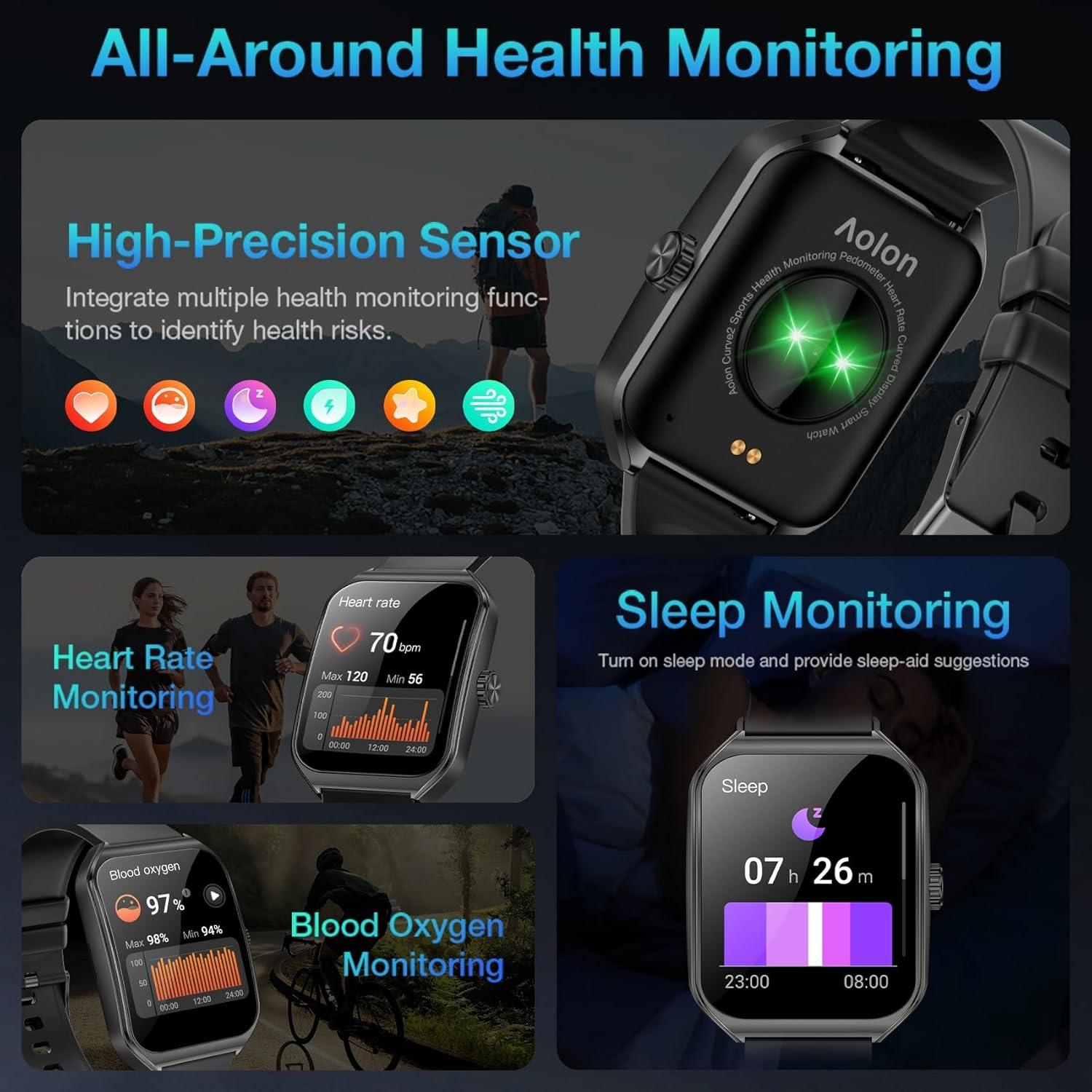 Reloj Inteligente AOLON Curve 2 HD 1.83" Negro IP67