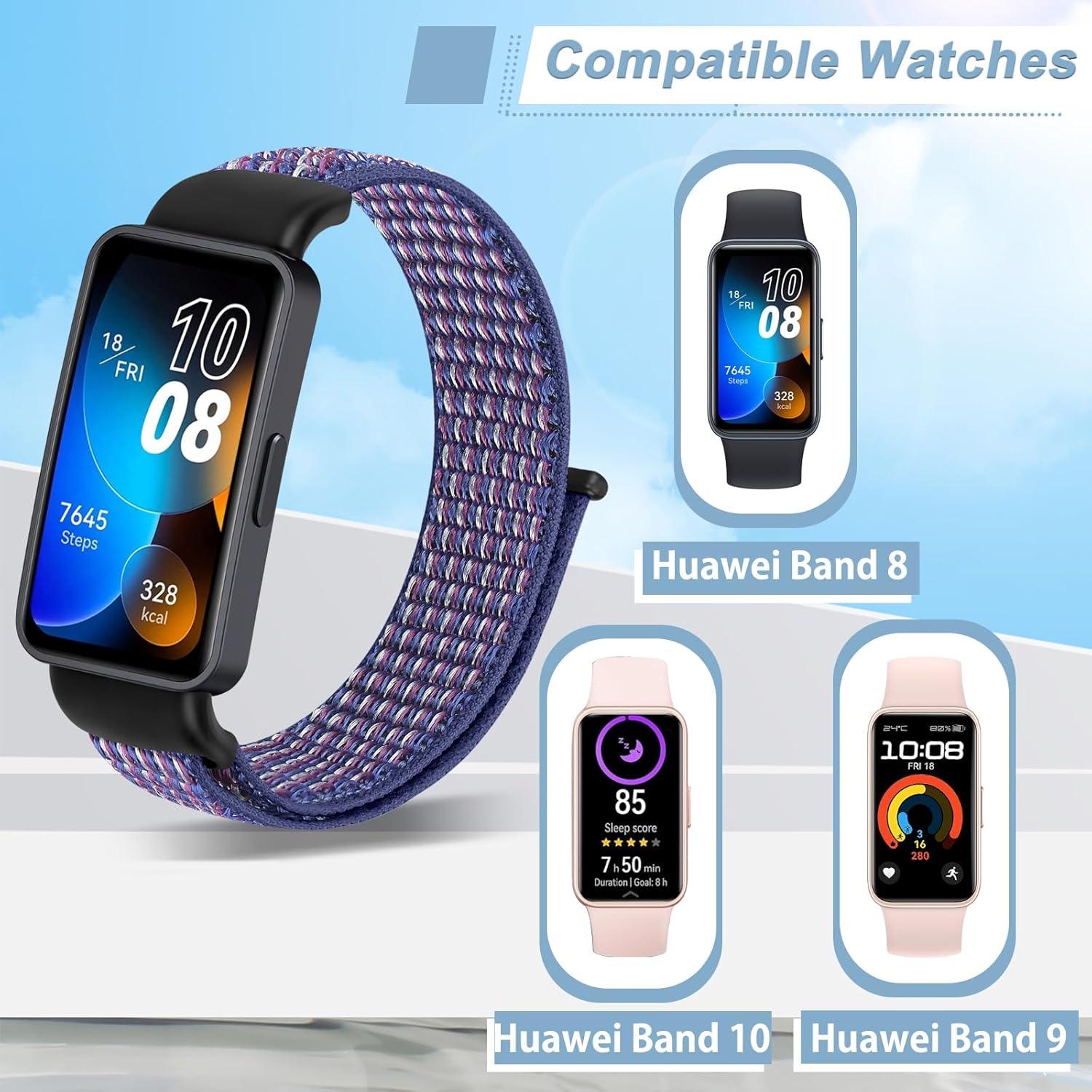 Correas de Reloj de Nailon WNIPH para Huawei Band 10/9/8 - 2 Piezas Ajustables