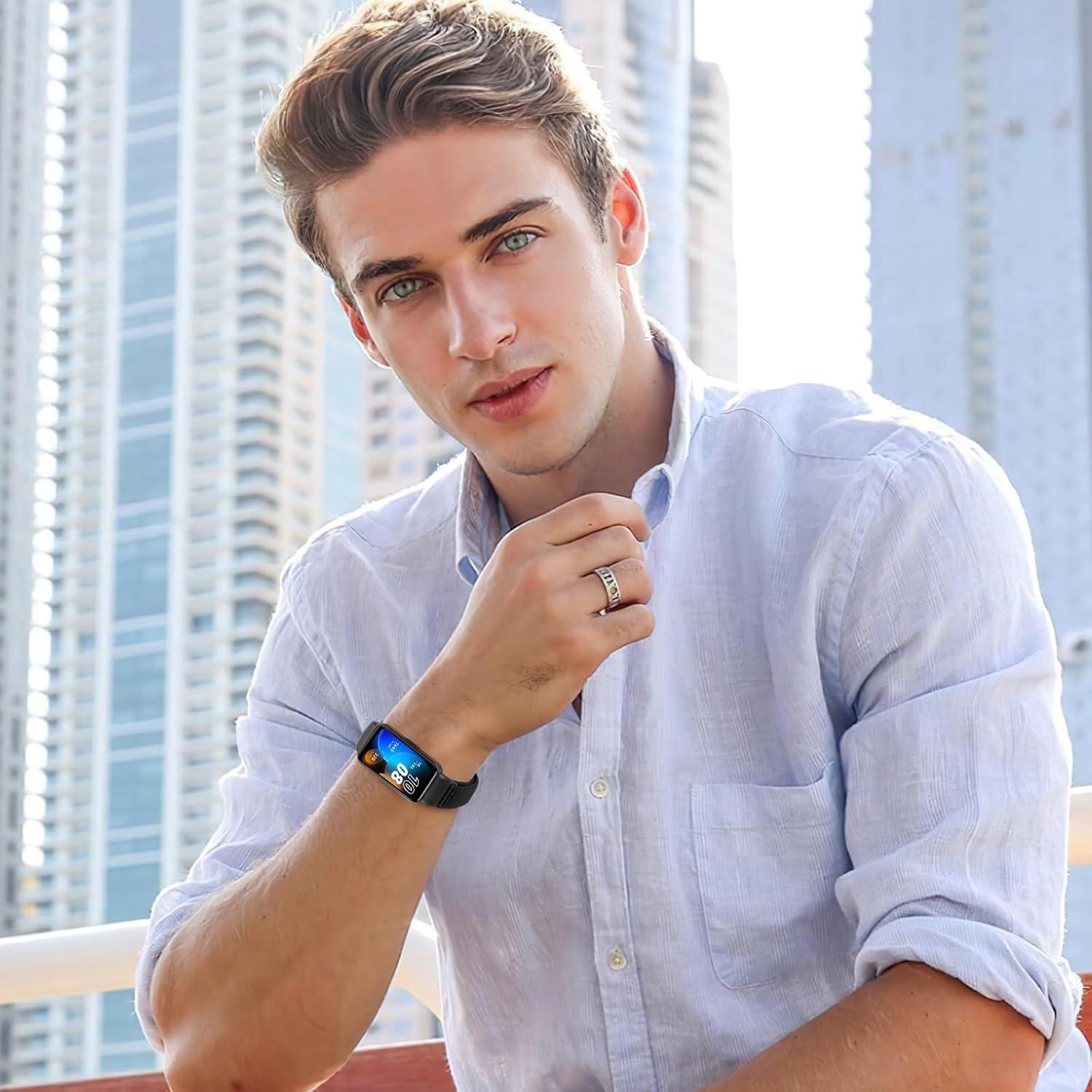 Correas de Reloj de Nailon WNIPH para Huawei Band 10/9/8 - 2 Piezas Ajustables