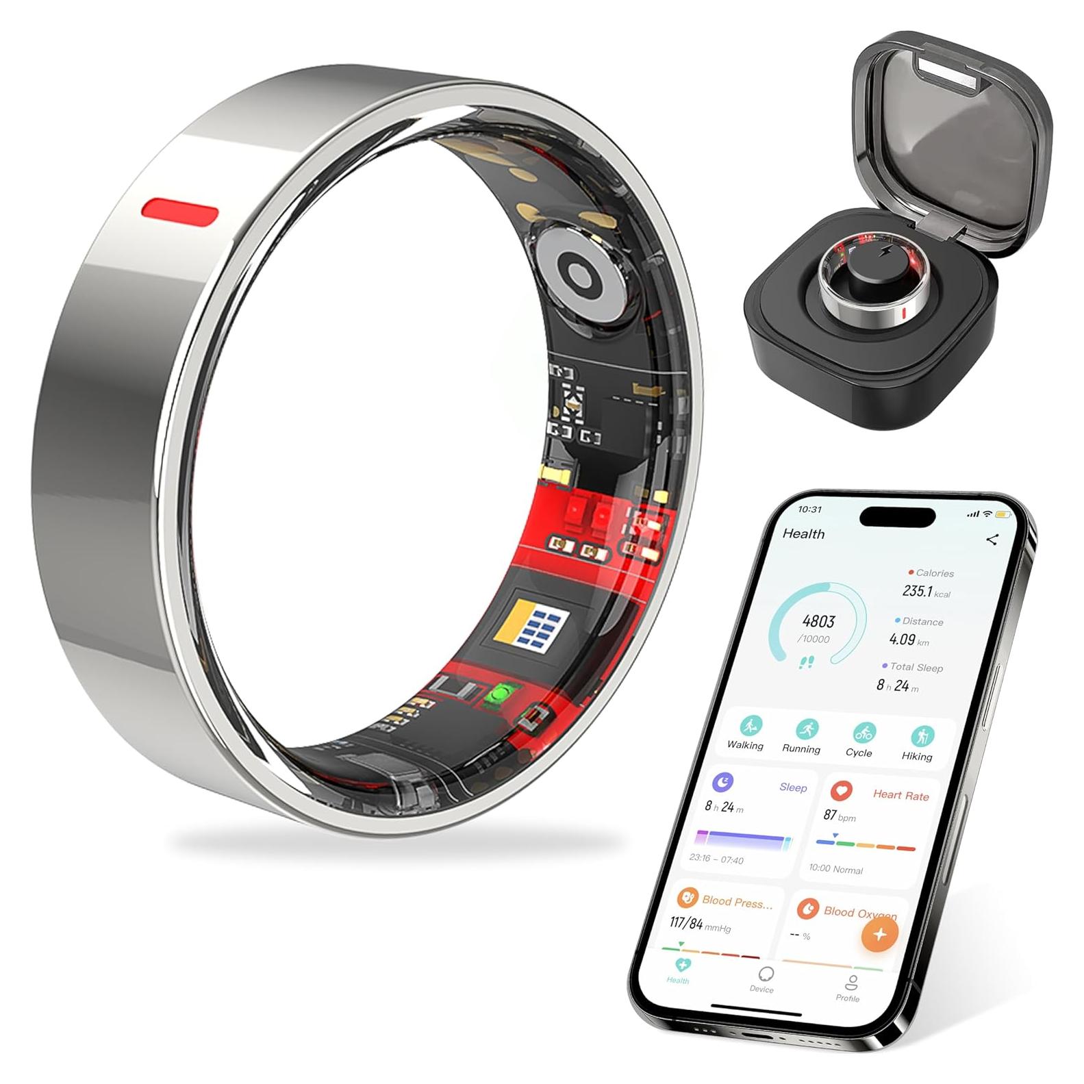 Anillo Inteligente GloworPath H09 Plata - Monitoreo Salud 5ATM