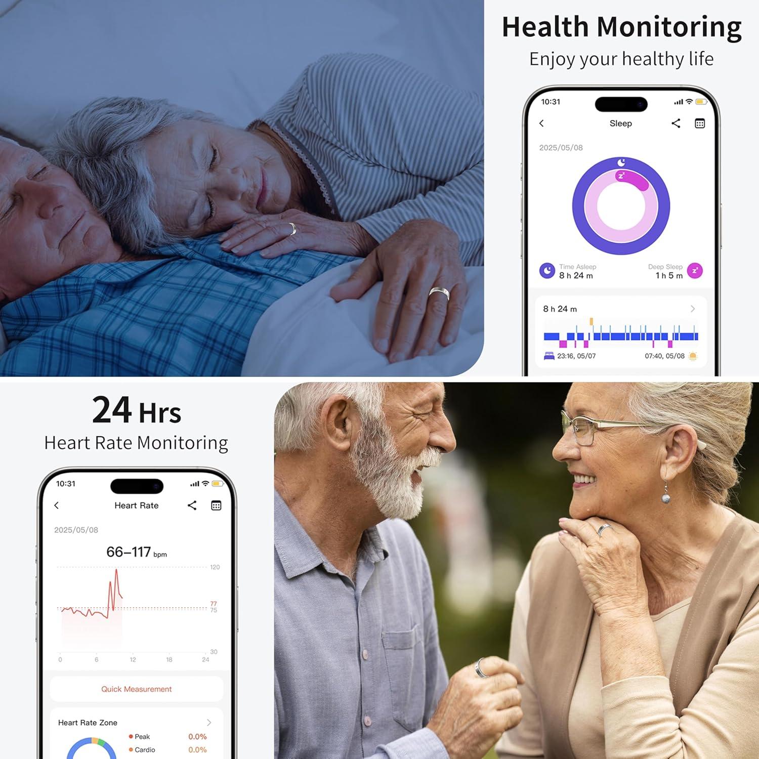 Anillo Inteligente GloworPath H09 Plata - Monitoreo Salud 5ATM