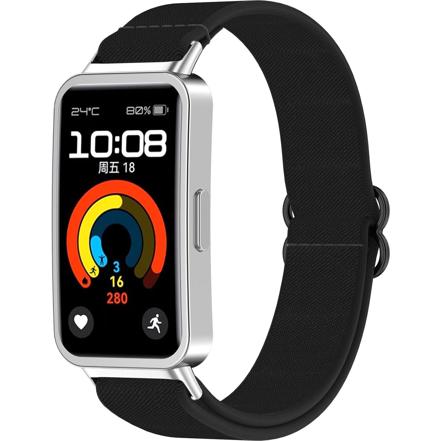 Correa de Reemplazo LOKEKE para Huawei Band 10/9/8 - Nylon Negro