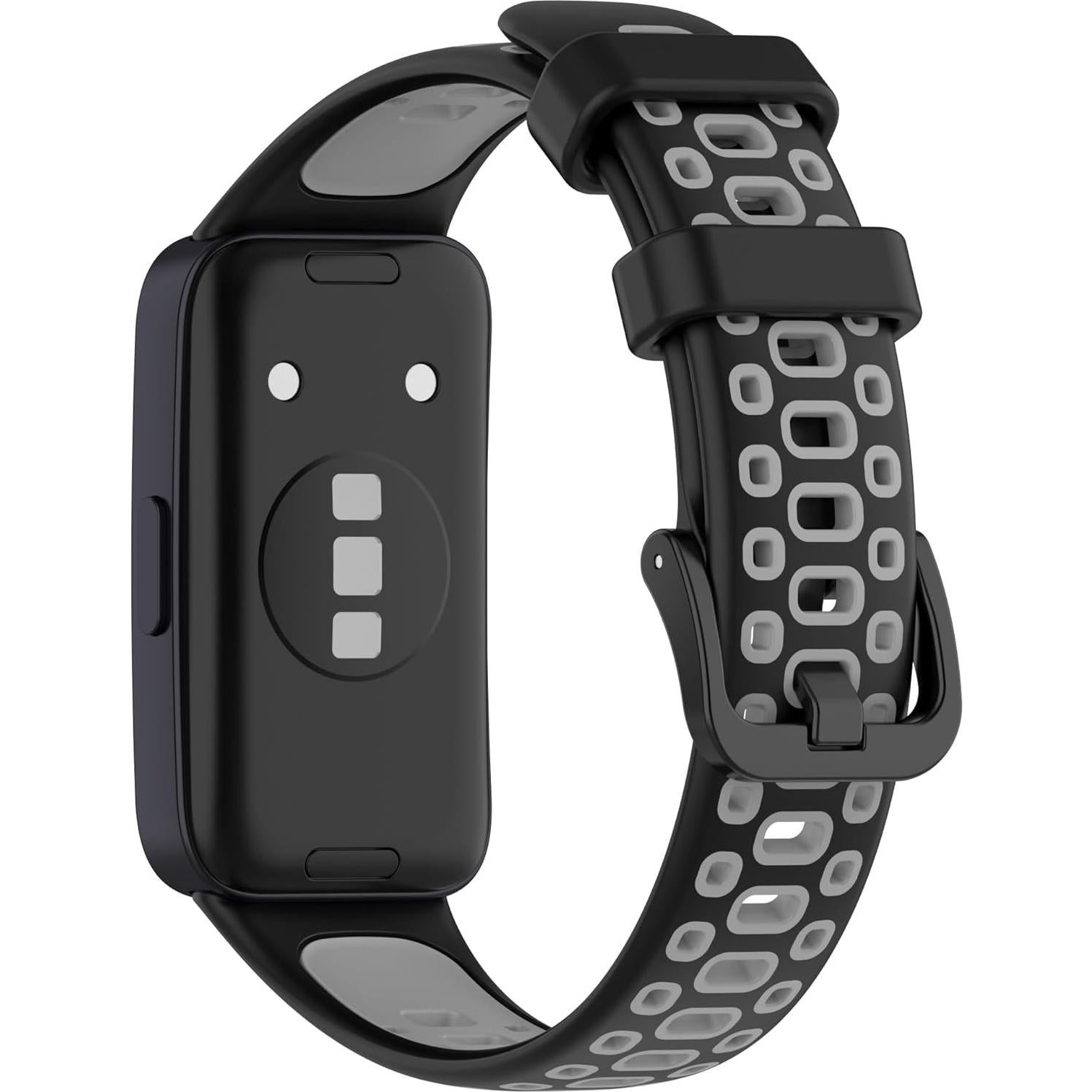 Correa de Silicona Transpirable para Huawei Band 10/9/8 - Negro/Gris