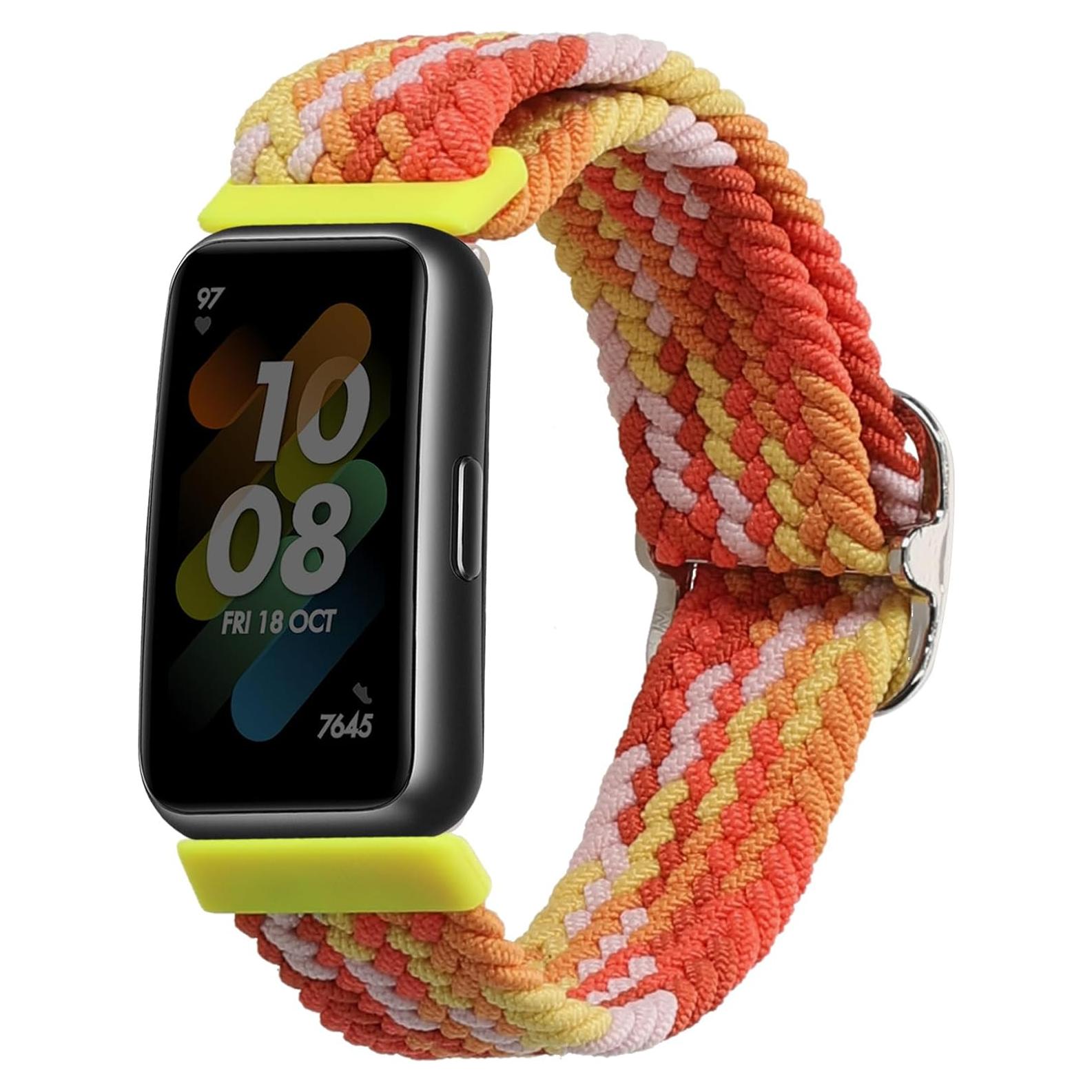Correa de Nylon Ajustable kwmobile para Huawei Band 7 - Naranja
