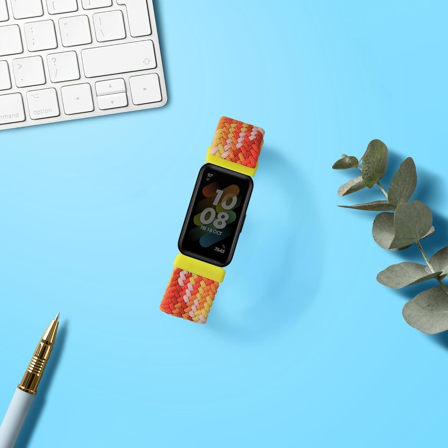 Correa de Nylon Ajustable kwmobile para Huawei Band 7 - Naranja