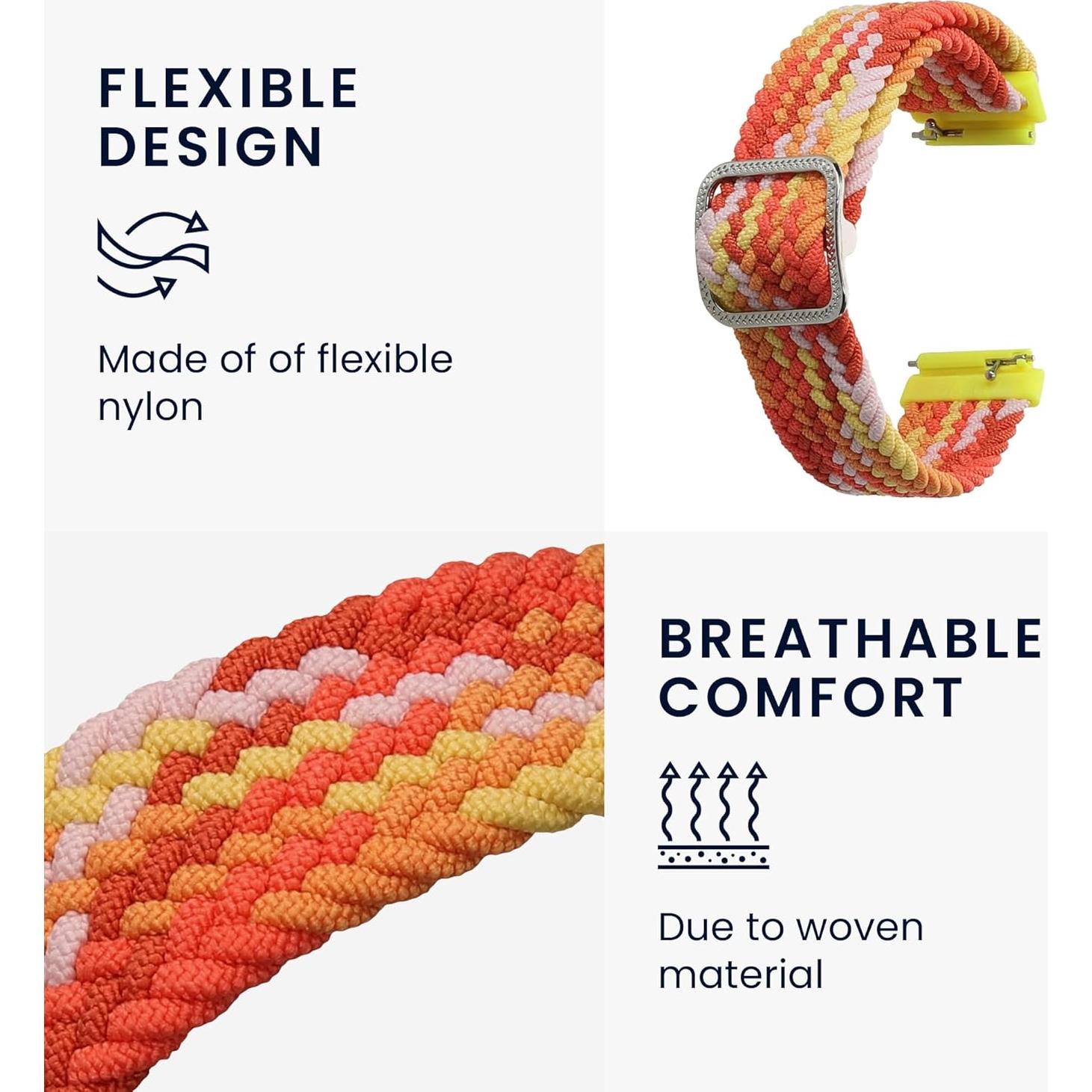 Correa de Nylon Ajustable kwmobile para Huawei Band 7 - Naranja