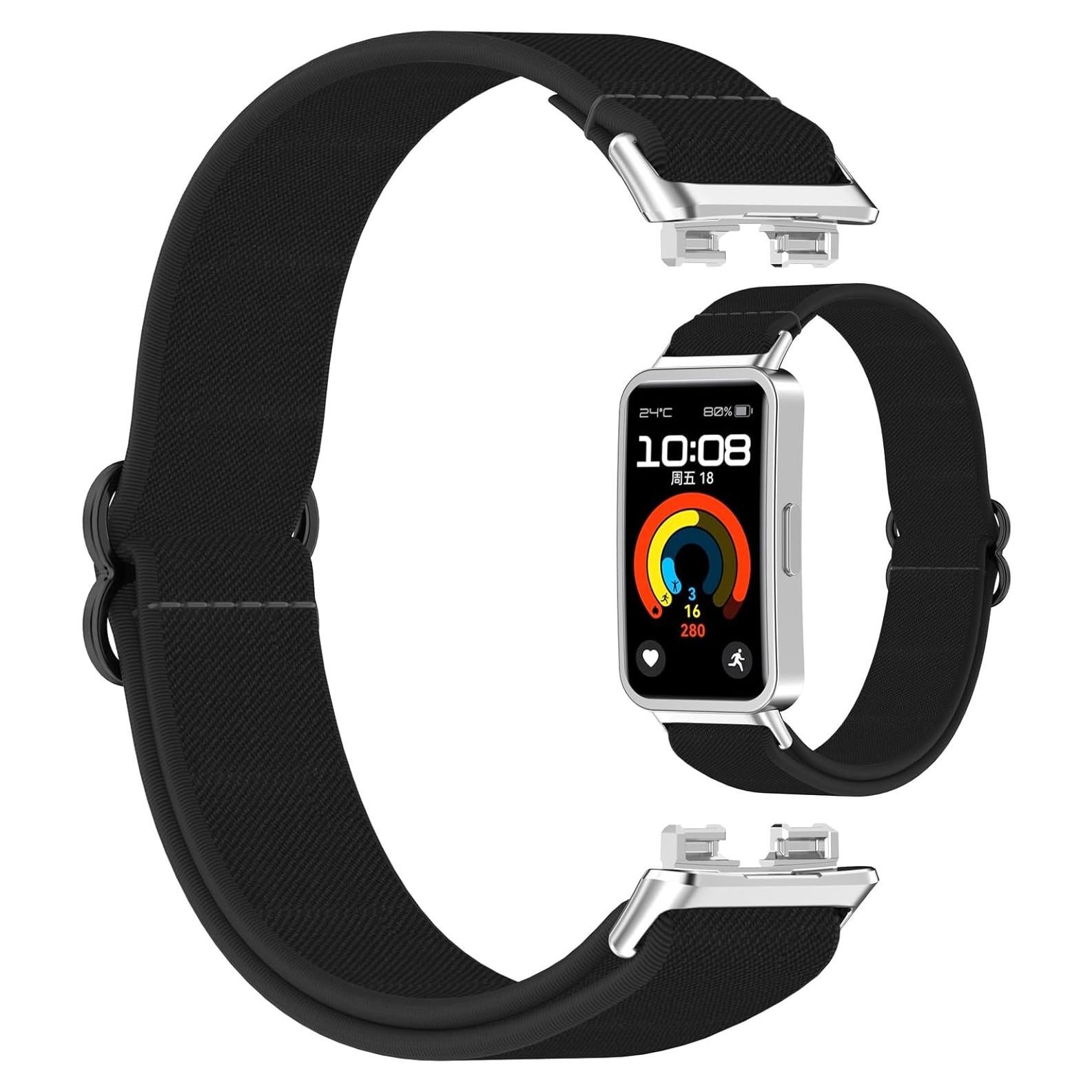 Correa de muñeca Disscool para Huawei Band 10/9/8 NFC - Nylon Negro