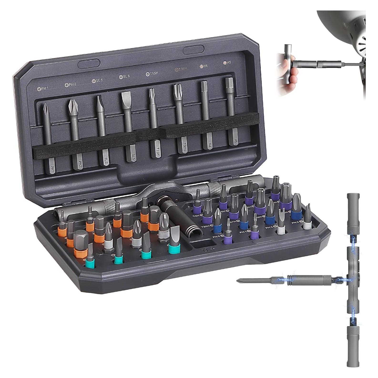 Juego de Destornilladores Magnéticos 42 en 1 USUAUU - Ergonomía y Portátil