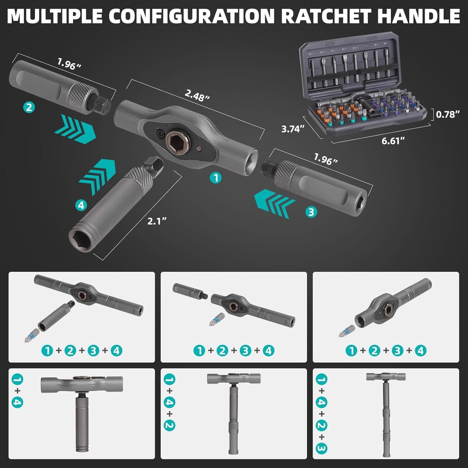 Juego de Destornilladores Magnéticos 42 en 1 USUAUU - Ergonomía y Portátil