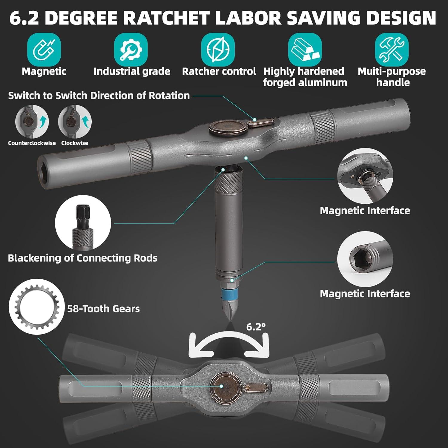 Juego de Destornilladores Magnéticos 42 en 1 USUAUU - Ergonomía y Portátil