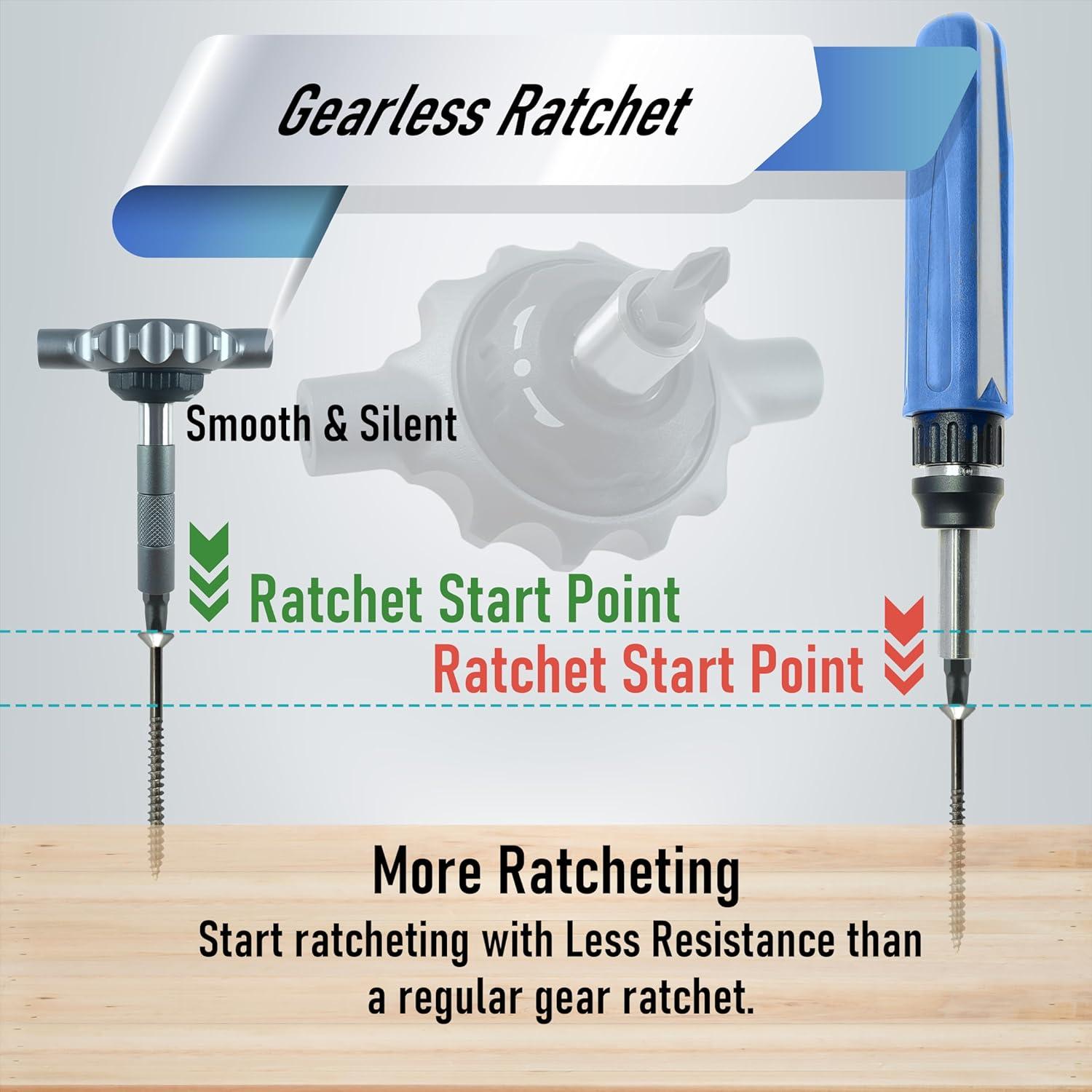 Juego de Destornillador Ratchet Sin Engranaje Steinwhale 64 Piezas