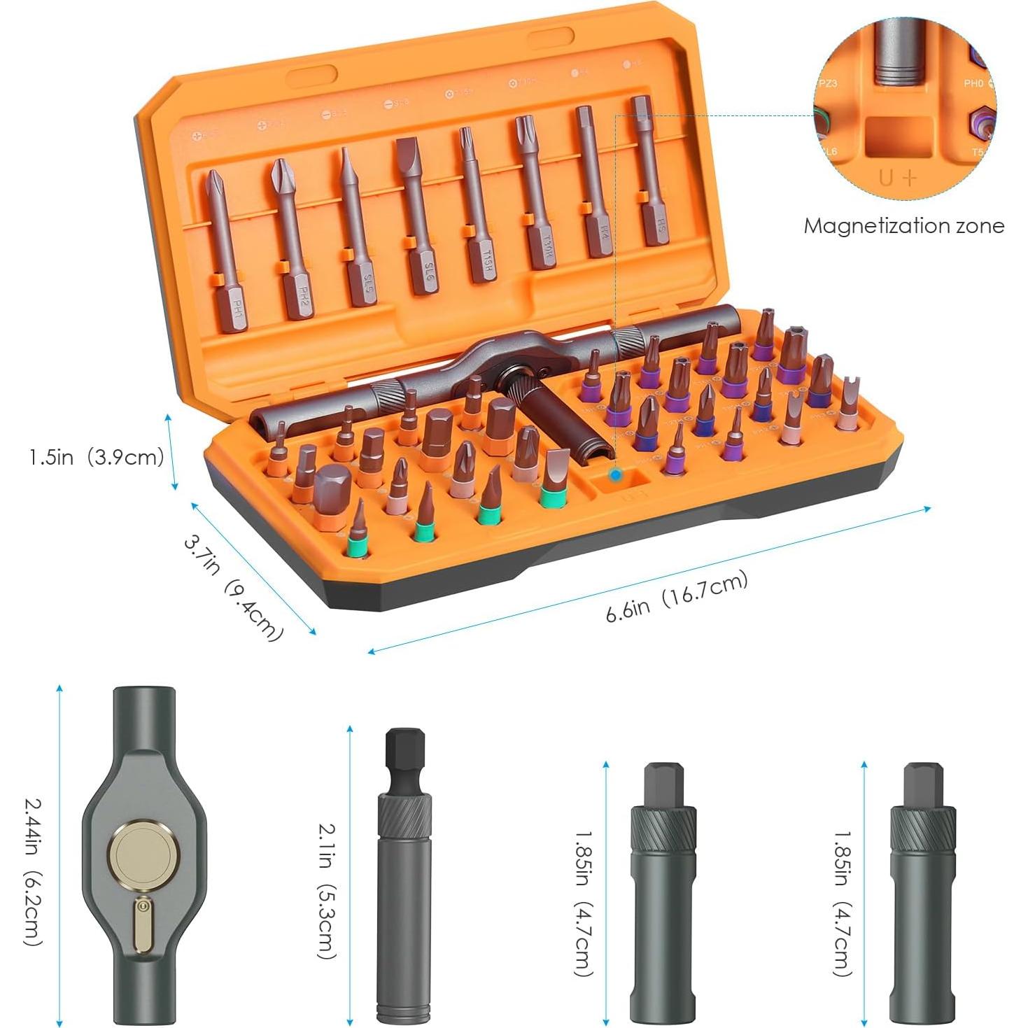 Juego de Destornilladores Magnéticos Criacr 42 en 1 con Mango de Carraca