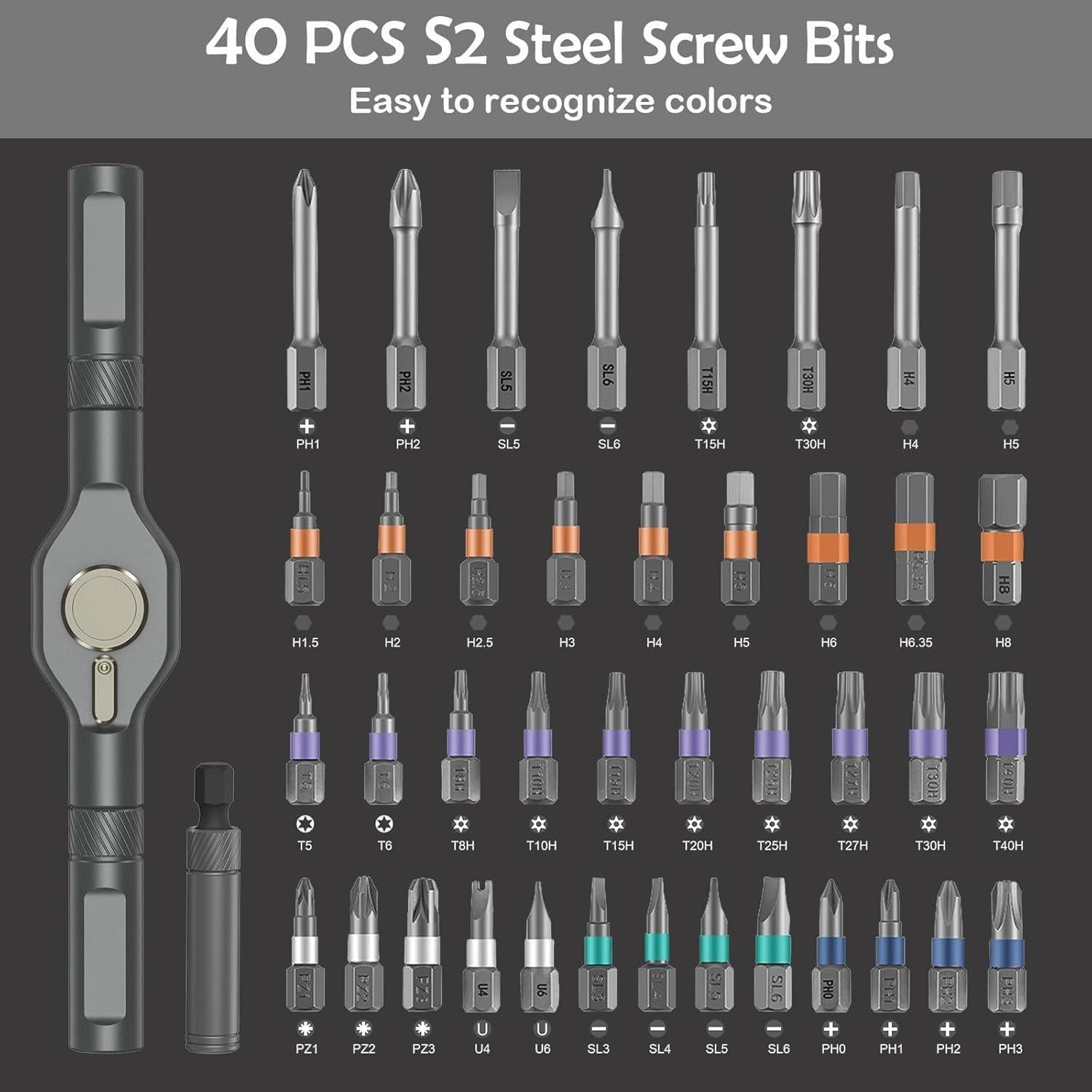 Juego de Destornilladores de Carraca Olipiter 42 en 1 Magnéticos