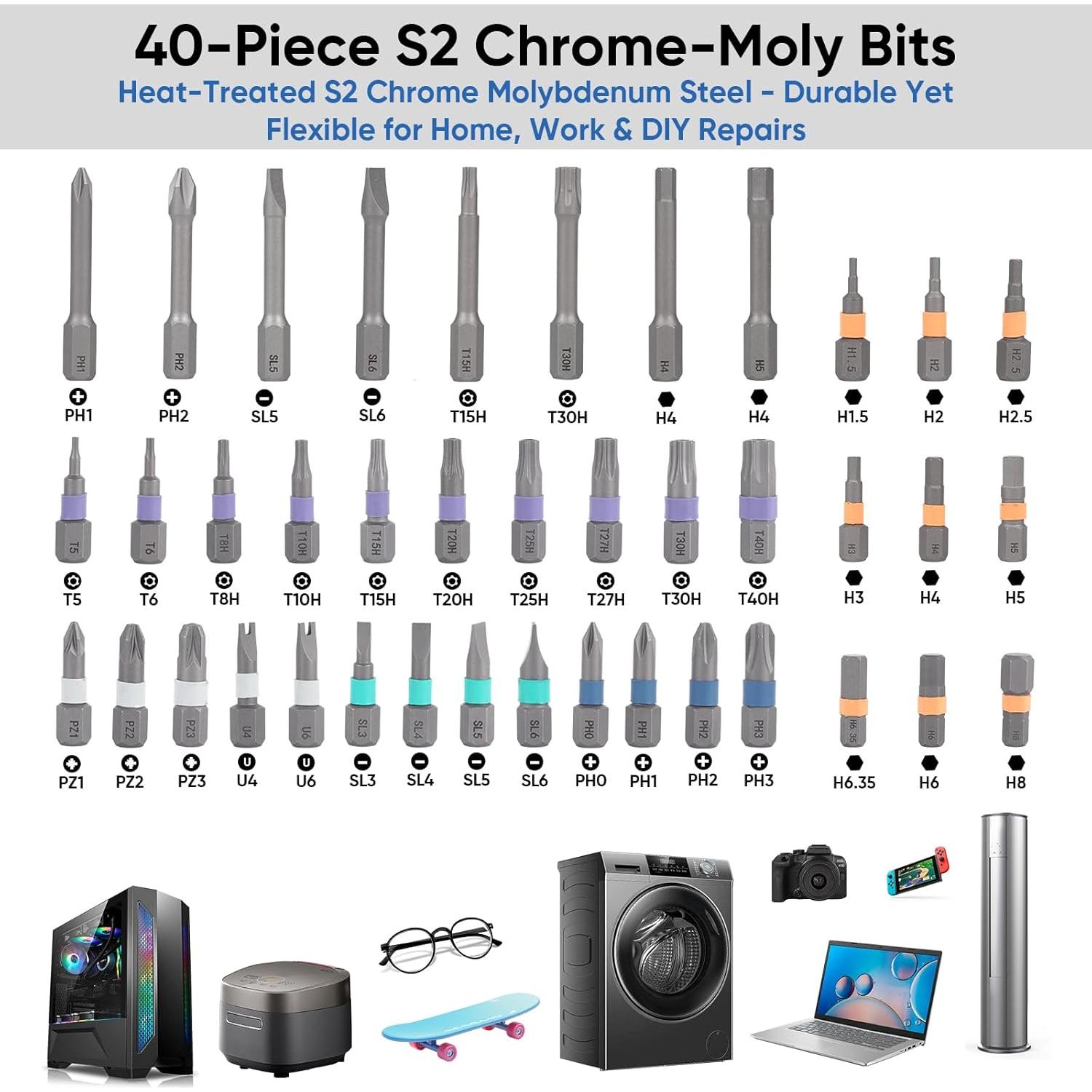 Juego de Destornilladores Trinquete Magnético 42 en 1 Arcomin