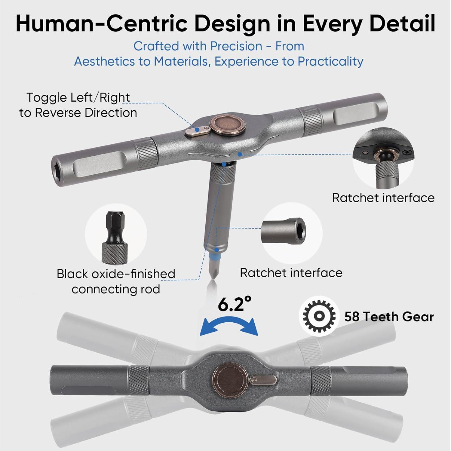 Juego de Destornilladores Trinquete Magnético 42 en 1 Arcomin