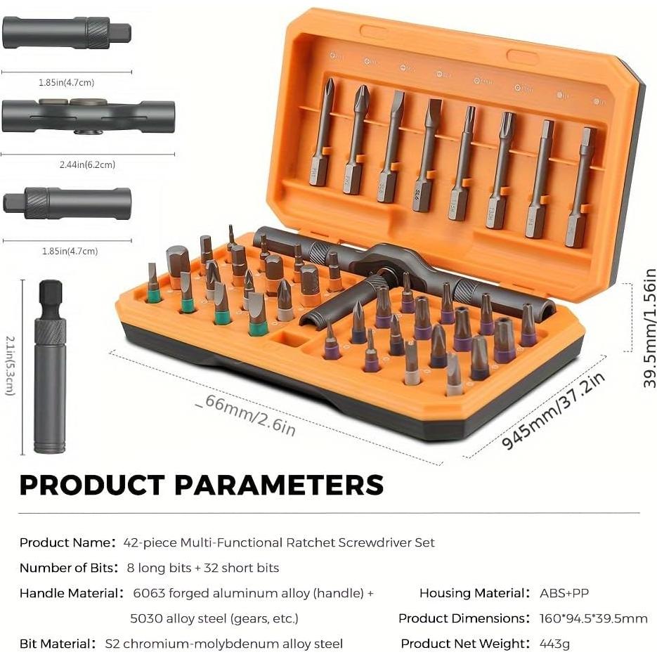 Juego de Destornilladores Magnéticos 42 en 1 Liucocotos - Puntas S2 y Mango Intercambiable