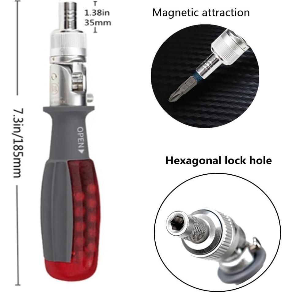 Destornillador de Trinquete 10 en 1 Szhdxsy - Acero S2, 180°