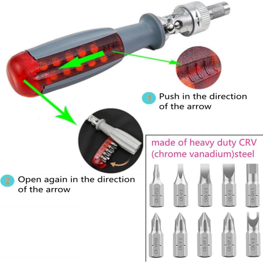 Destornillador de Trinquete 10 en 1 Szhdxsy - Acero S2, 180°