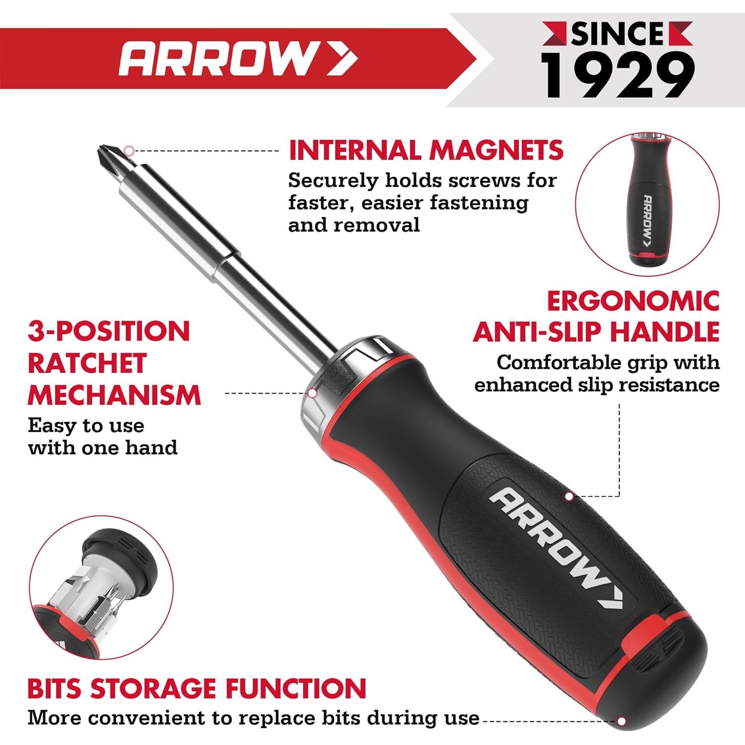 Juego de Destornilladores de Carraca Arrow 27-en-1 con Estuche