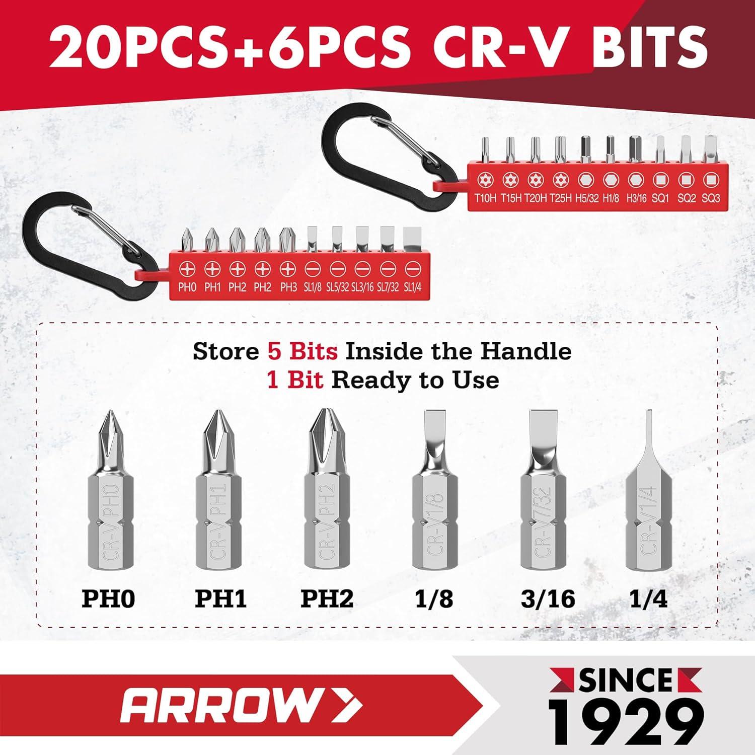 Juego de Destornilladores de Carraca Arrow 27-en-1 con Estuche