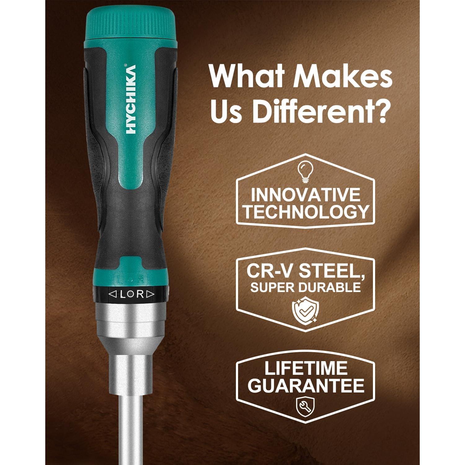 Destornillador de Trinquete 16-en-1 HYCHIKA con Bits Magnéticos