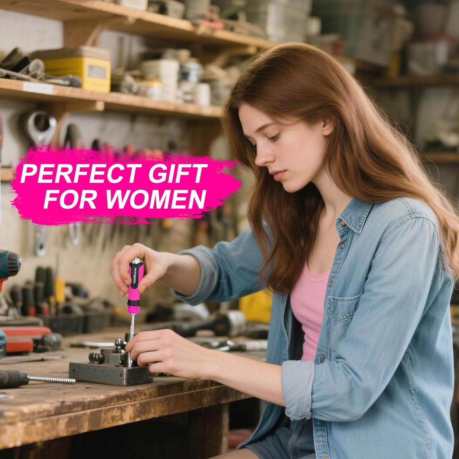 Juego de Destornilladores 32 en 1 THINKWORK Rosa Ergonómico