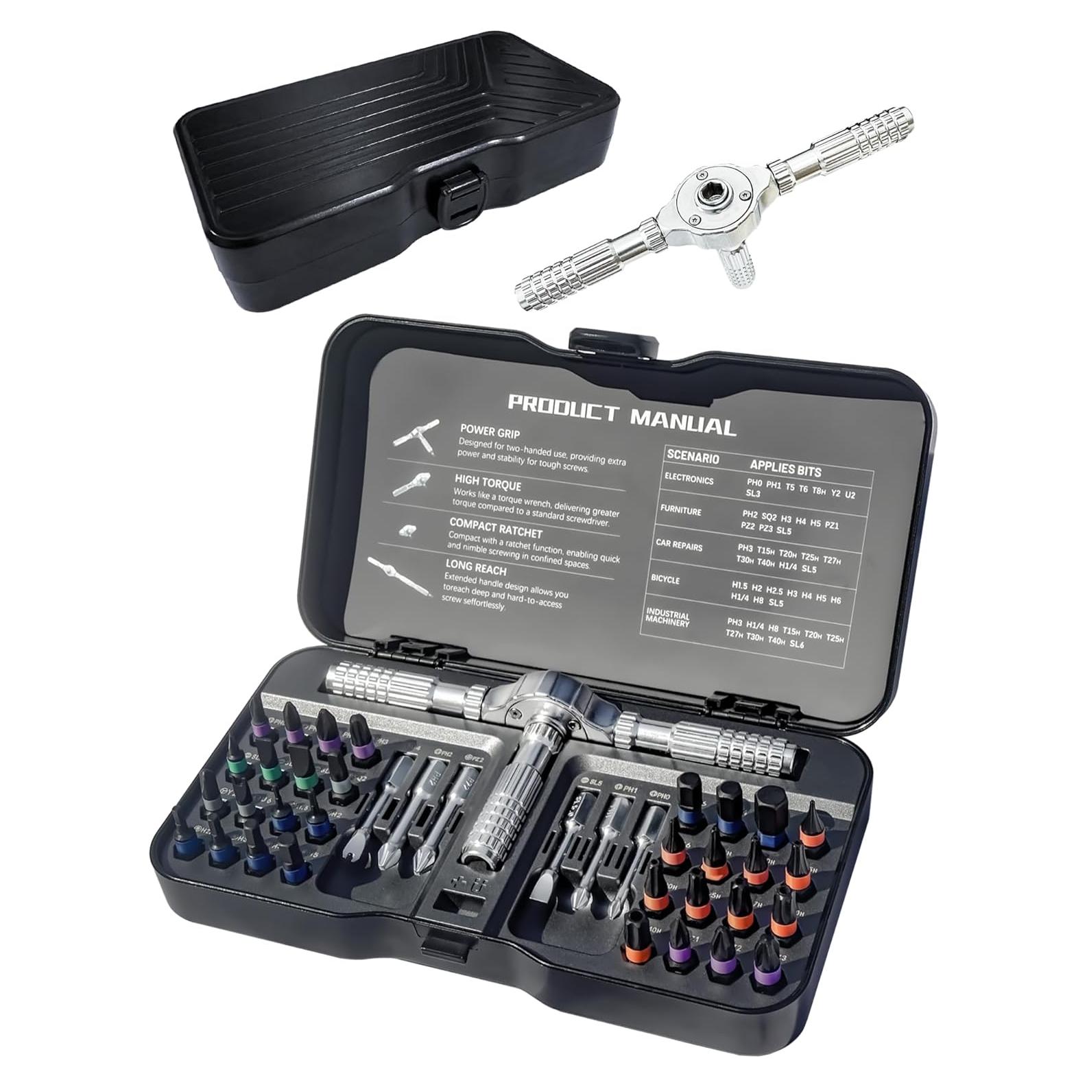 Juego de Destornilladores Magnéticos 40 en 1 Whtawtaw con Mango Desmontable