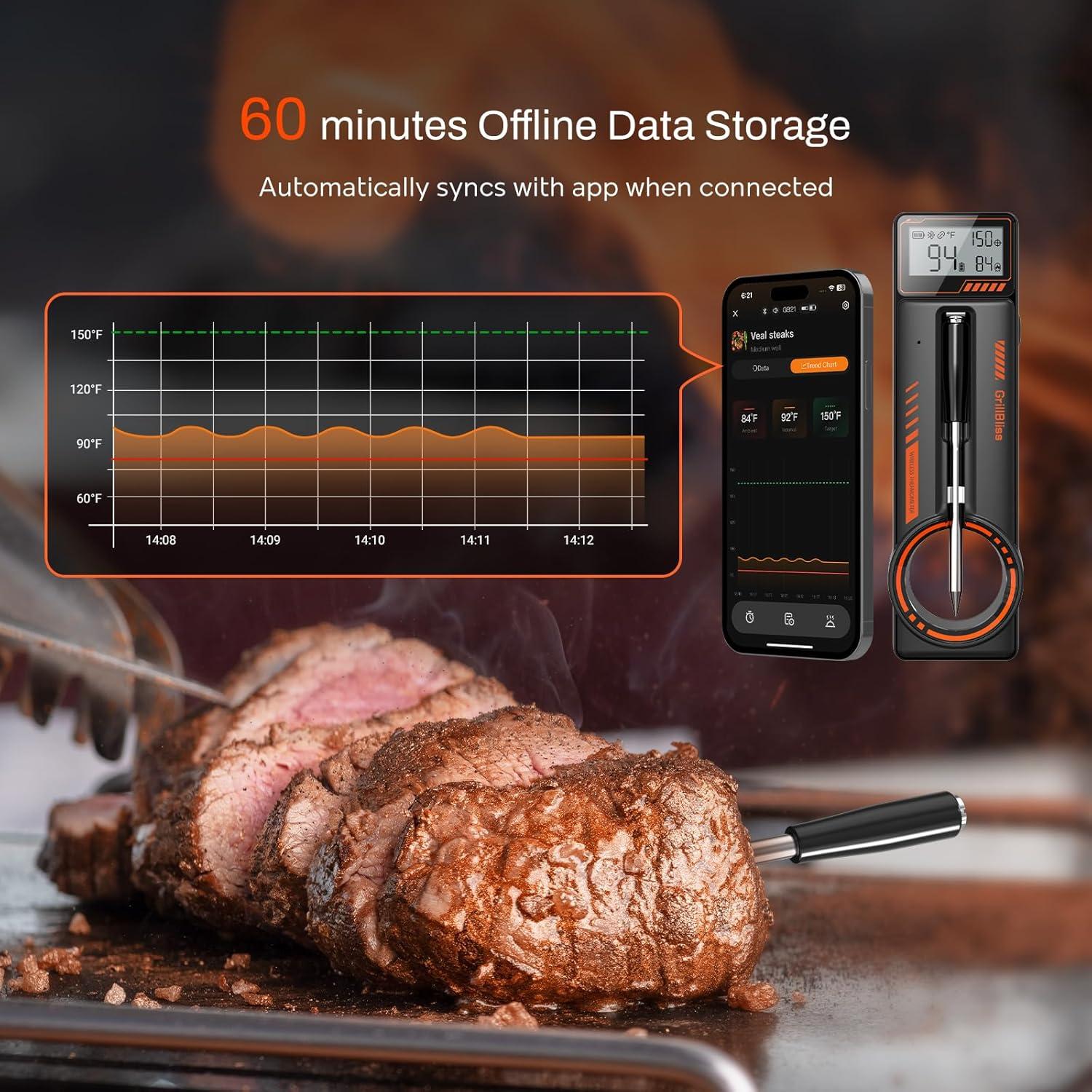 Termómetro de Carne Bluetooth GrillBliss GB-21-B Inalámbrico