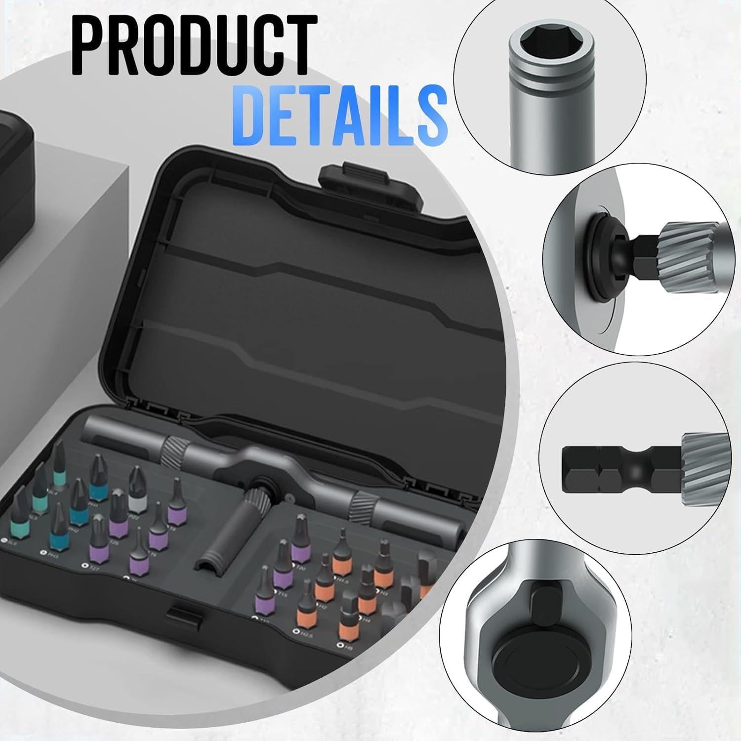 Juego de Destornillador Magnético 24 en 1 AULCTR Ergonómico