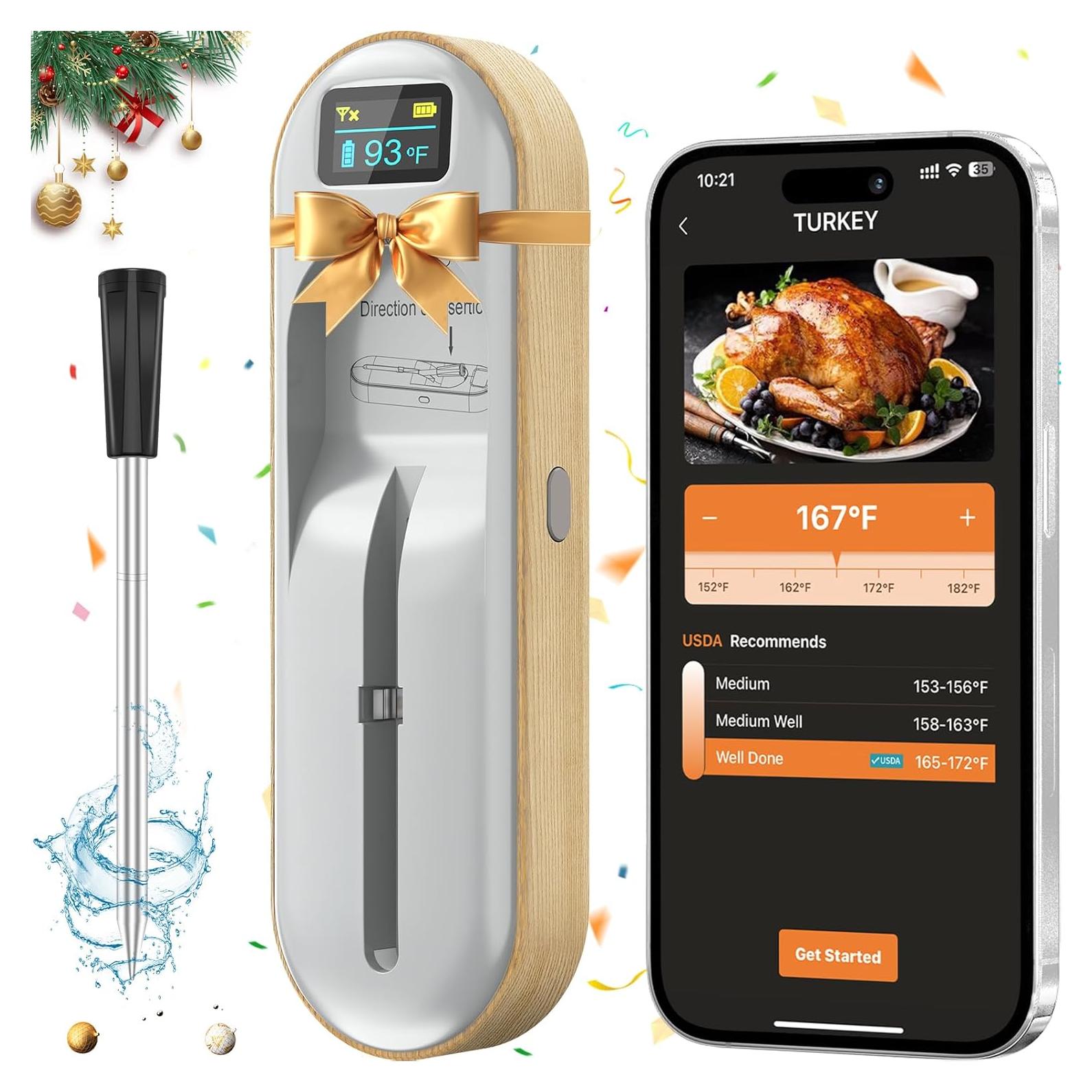 Termómetro de Carne Inalámbrico Magodey con Bluetooth y Alarma