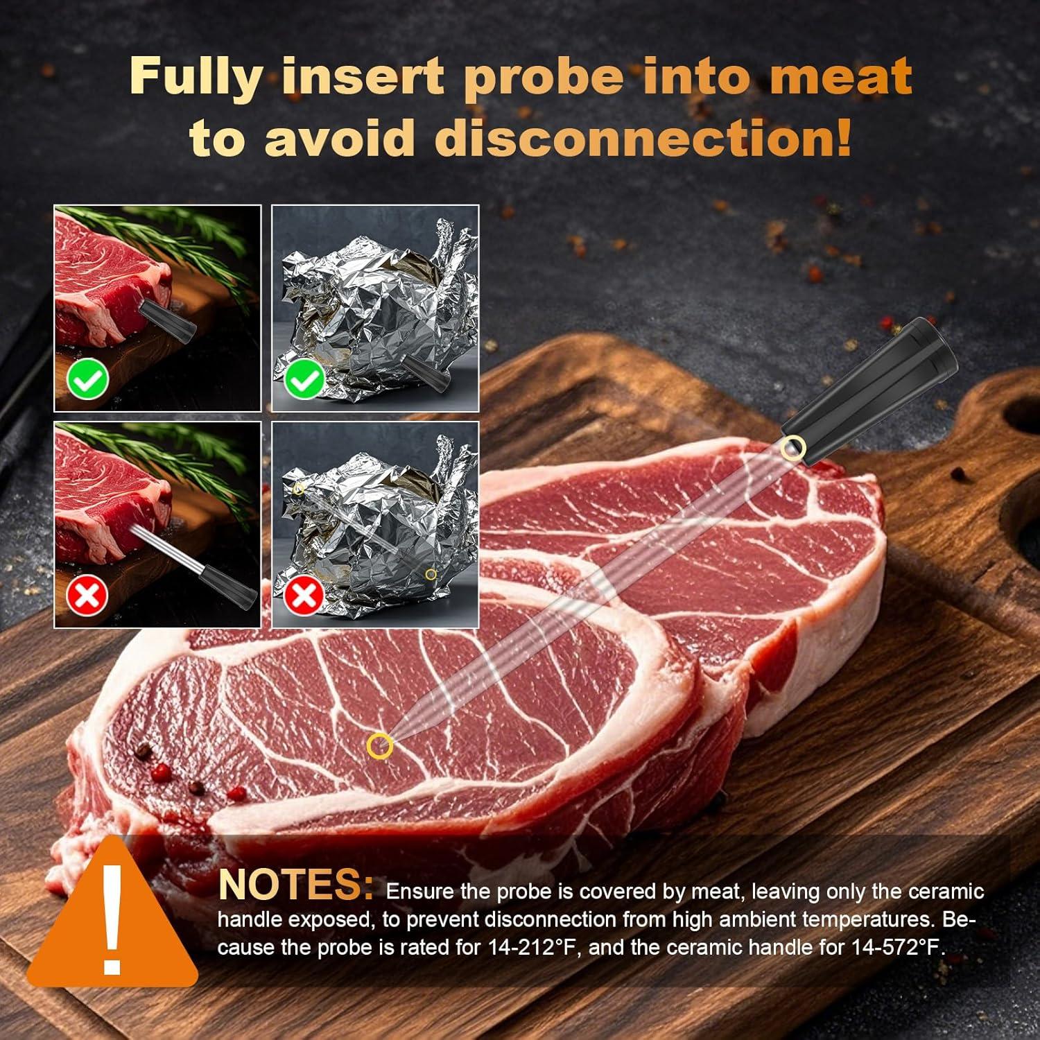 Termómetro de Carne Inalámbrico Magodey con Bluetooth y Alarma