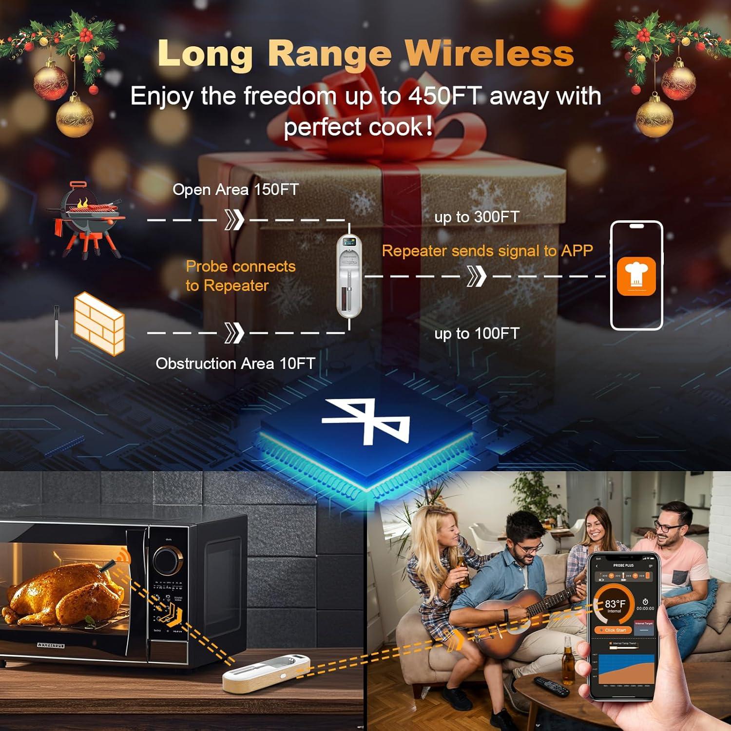 Termómetro de Carne Inalámbrico Magodey con Bluetooth y Alarma